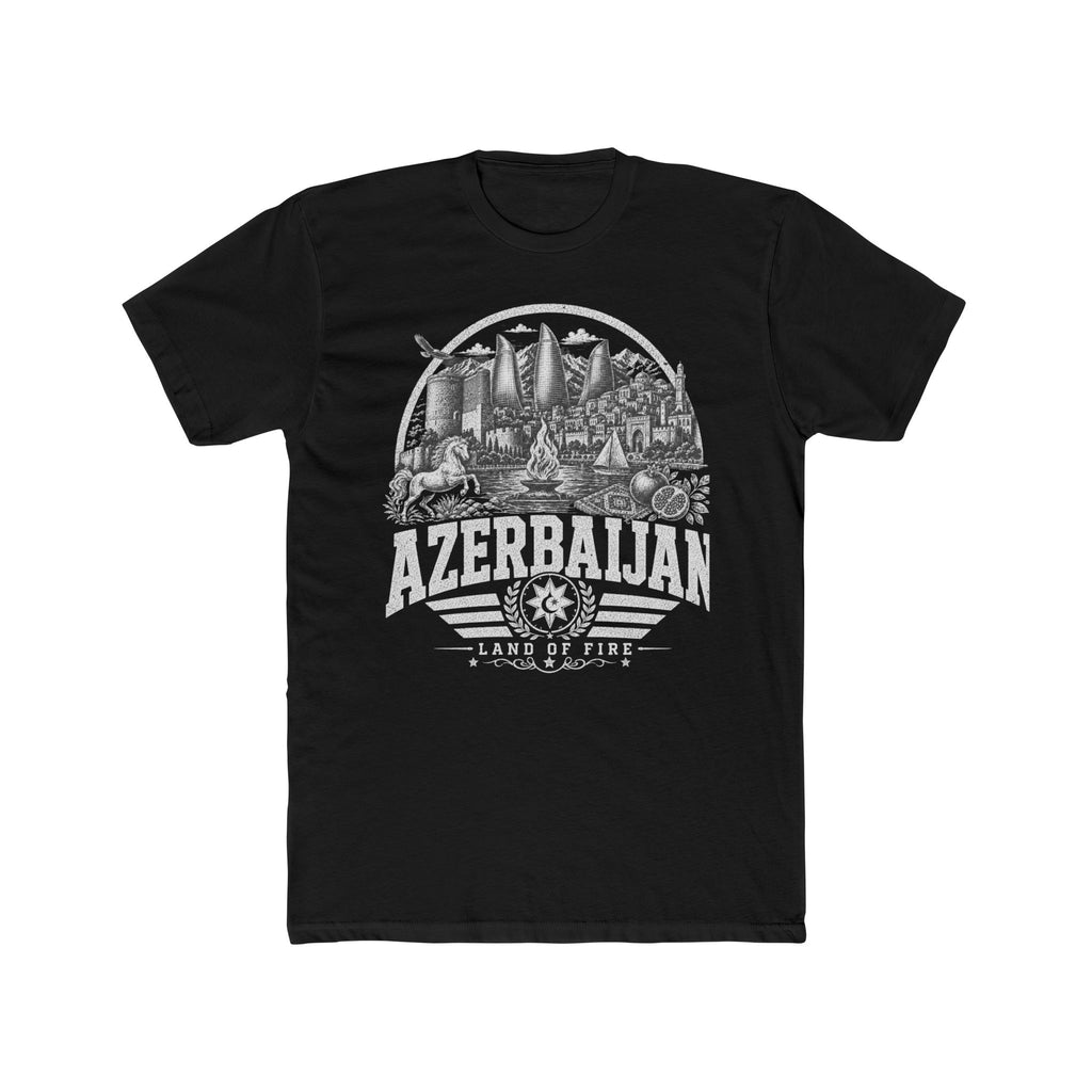 Azerbaijan vintage landmarks men's tee — iconic landmark design | Nameshi Destinations (view 2)