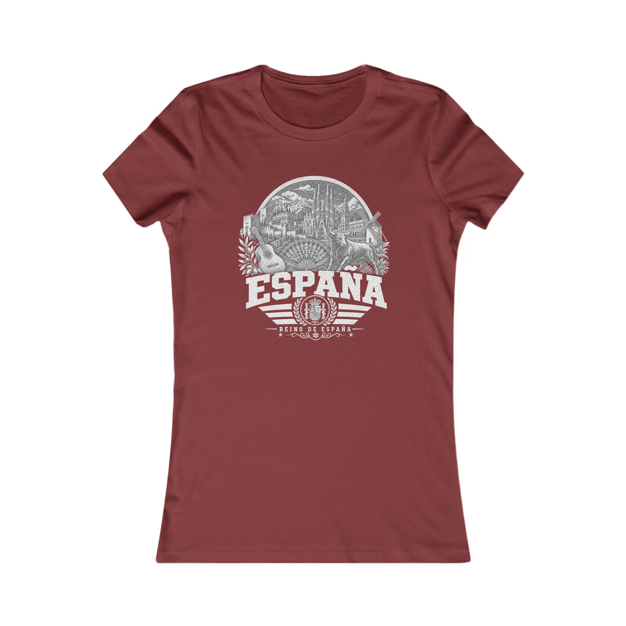 España vintage landmarks women's tee — iconic landmark design | Nameshi Destinations (view 15)