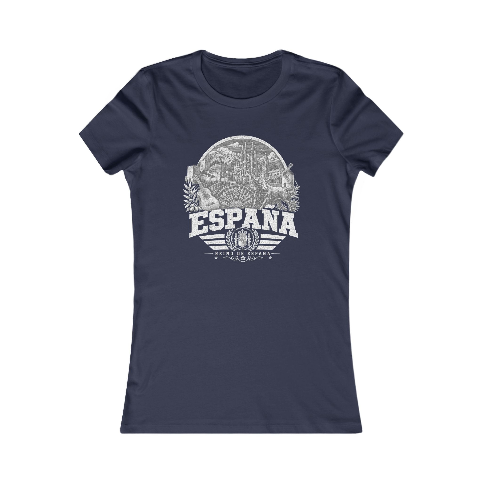 España vintage landmarks women's tee — iconic landmark design | Nameshi Destinations (view 5)