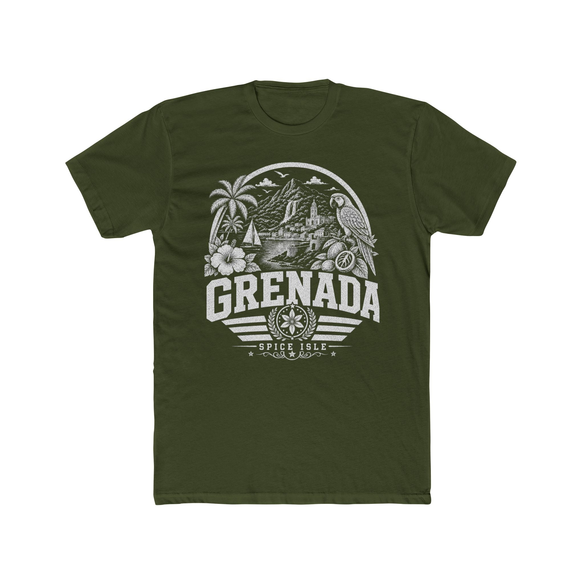 Grenada vintage landmarks men's tee — iconic landmark design | Nameshi Destinations (view 4)