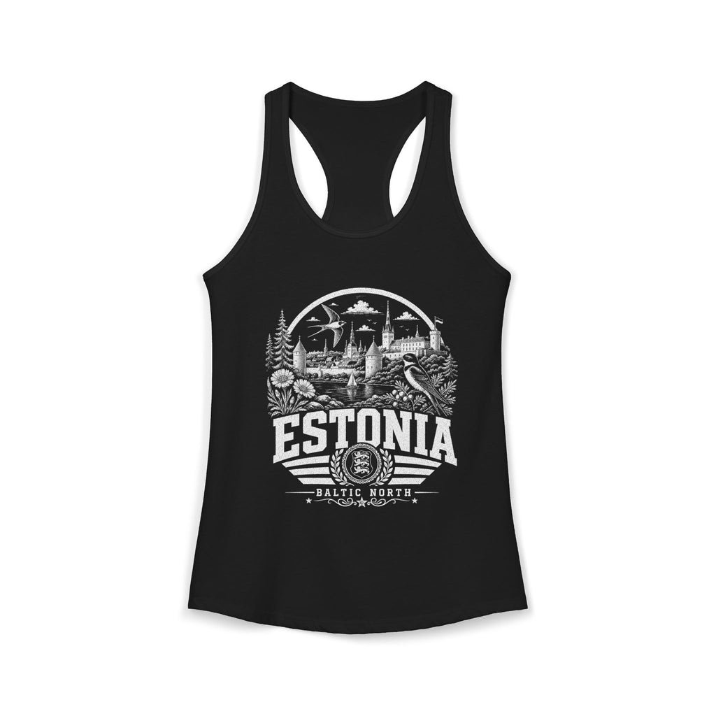 Estonia vintage landmarks tank top — iconic landmark design | Nameshi Destinations (view 2)