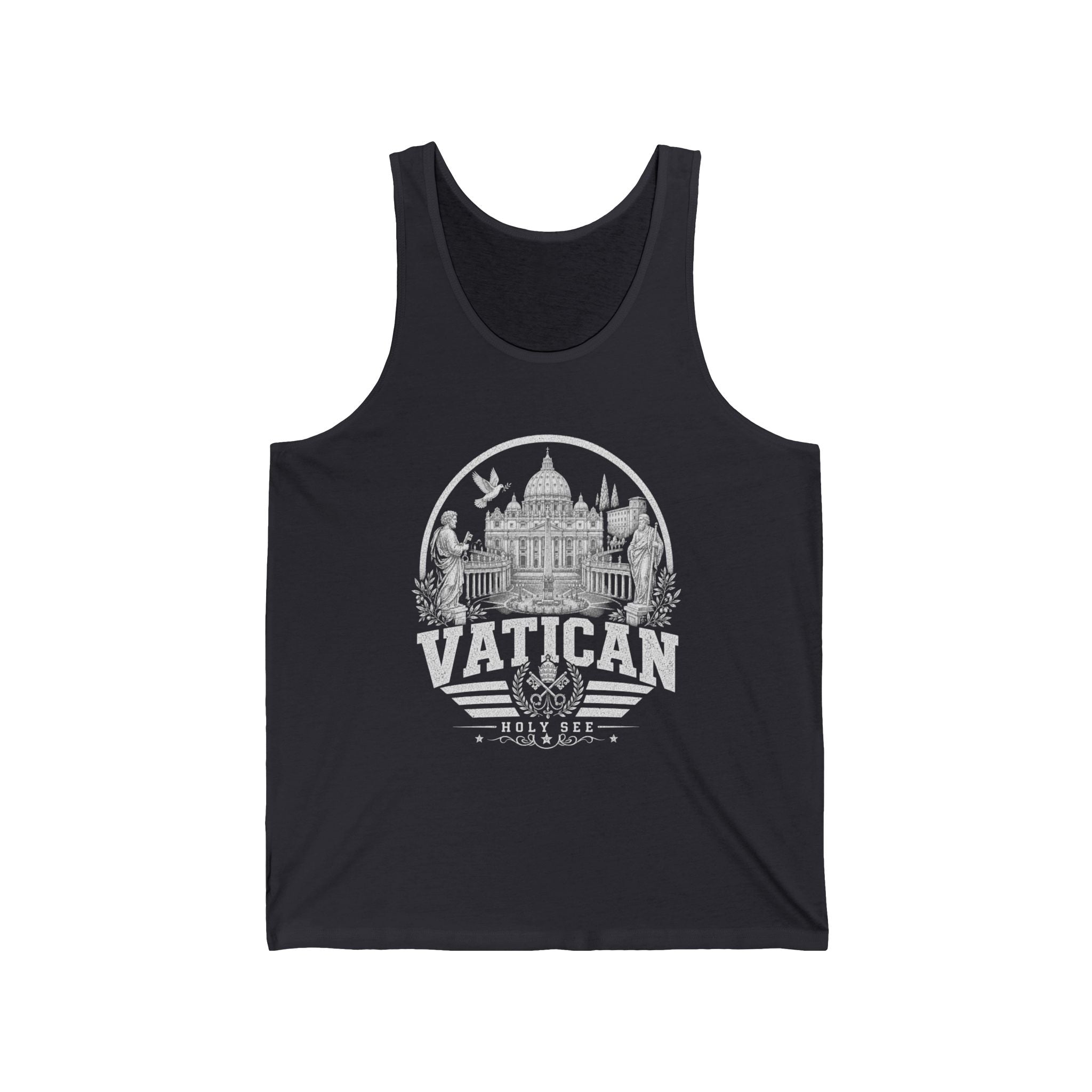 Vatican vintage landmarks men's tank top — iconic landmark design | Nameshi Destinations (view 2)