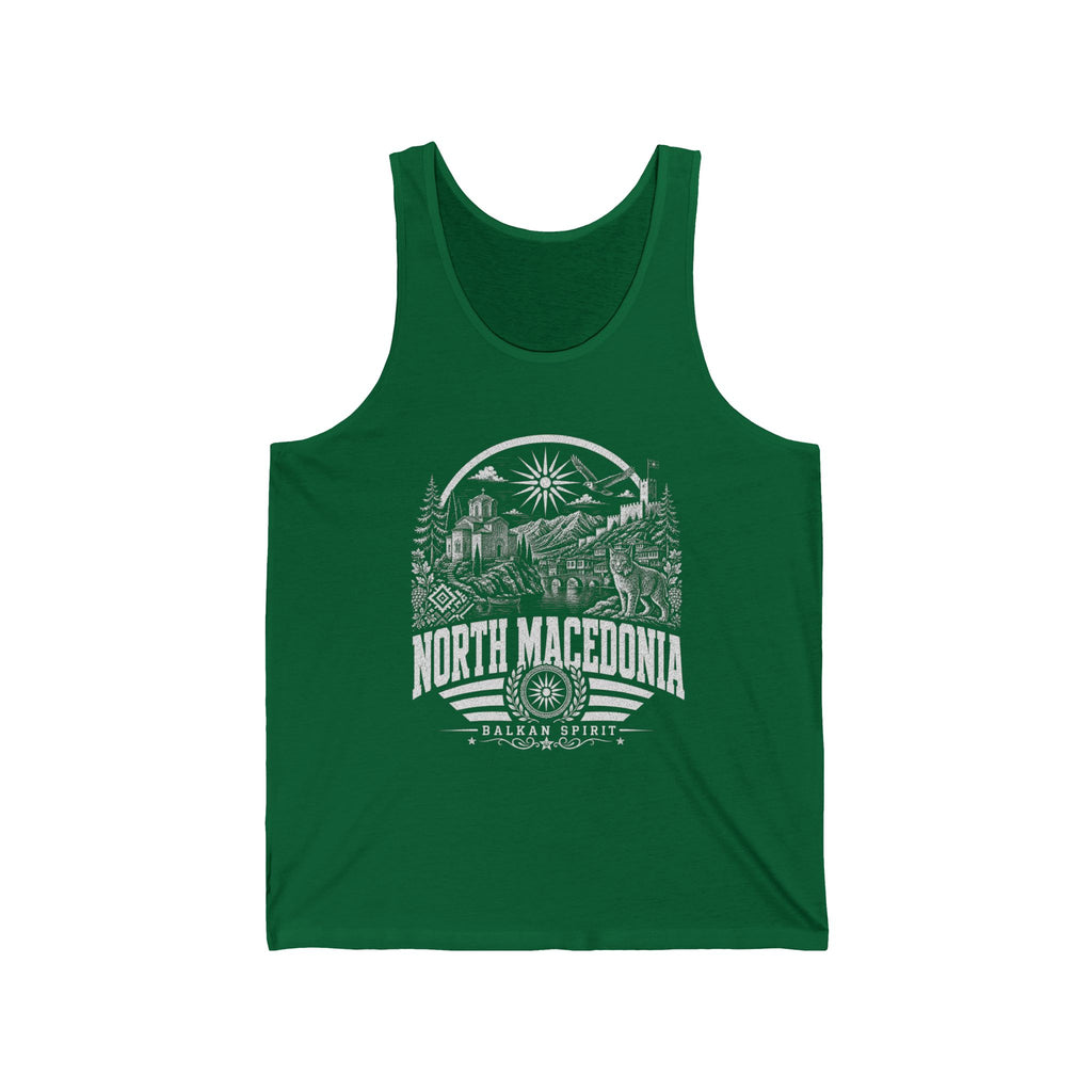 North Macedonia vintage landmarks men's tank top — iconic landmark design | Nameshi Destinations (view 20)