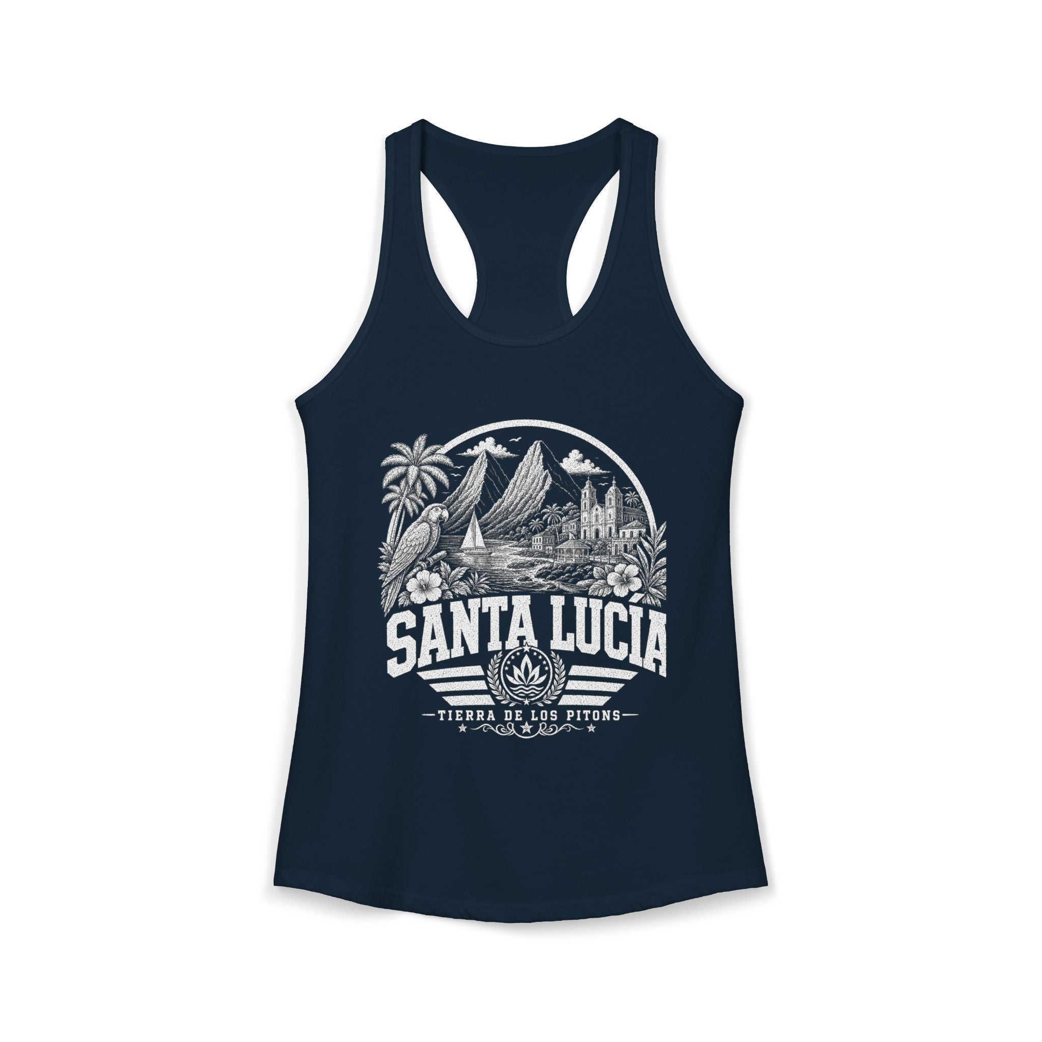 Santa Lucía vintage landmarks tank top — iconic landmark design | Nameshi Destinations (view 11)