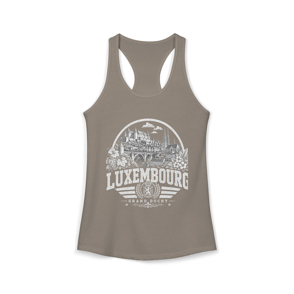 Luxembourg vintage landmarks tank top — iconic landmark design | Nameshi Destinations (view 4)