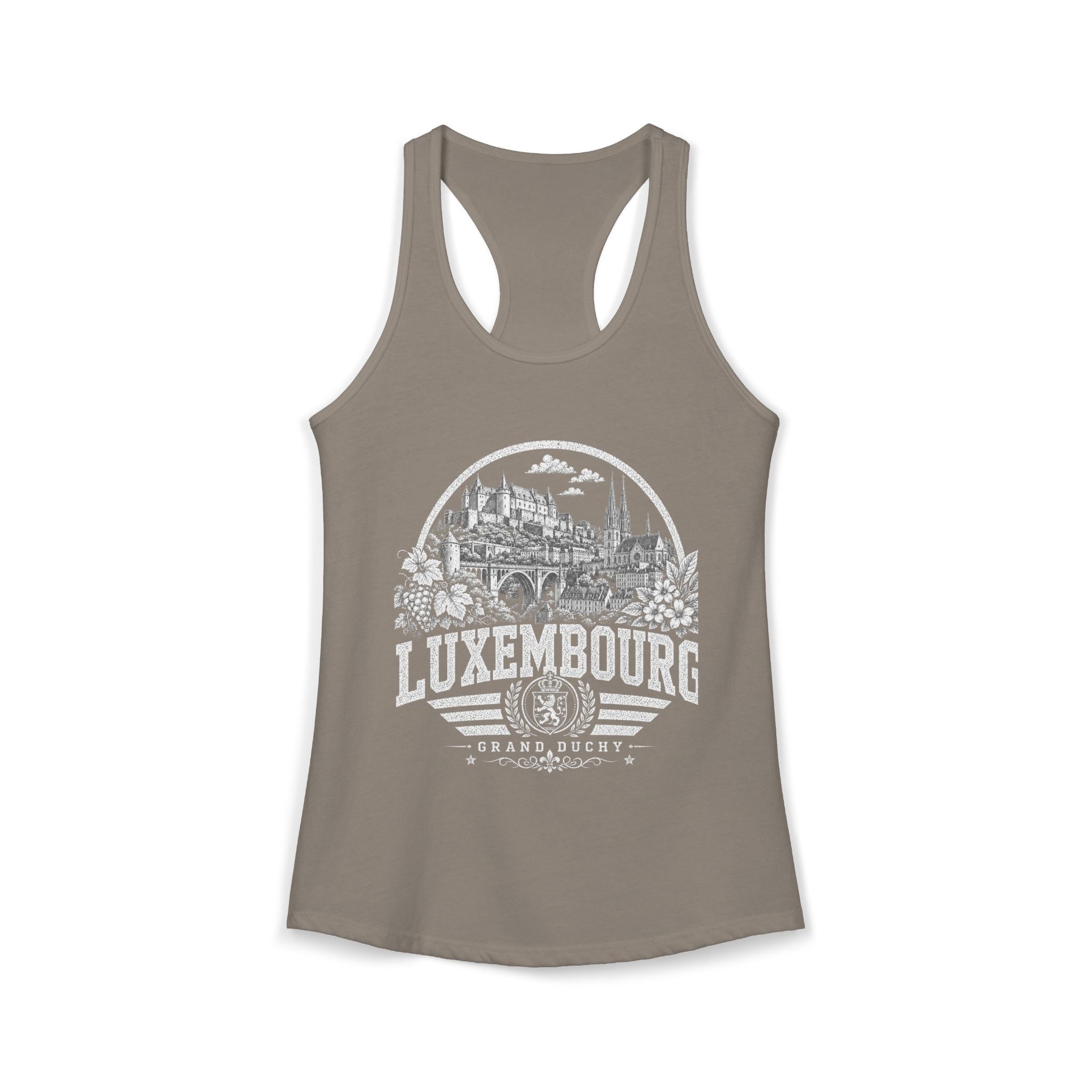 Luxembourg vintage landmarks tank top — iconic landmark design | Nameshi Destinations (view 4)