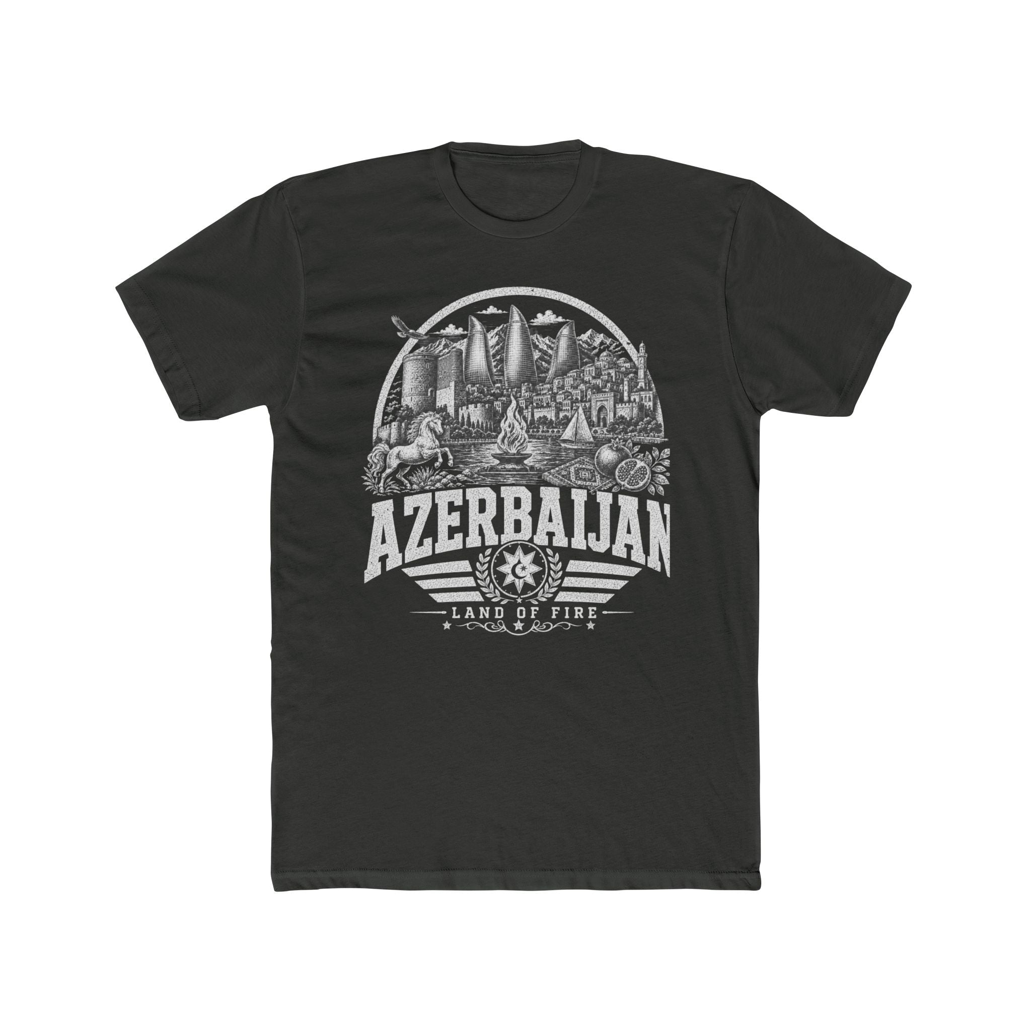 Azerbaijan vintage landmarks men's tee — iconic landmark design | Nameshi Destinations (view 5)