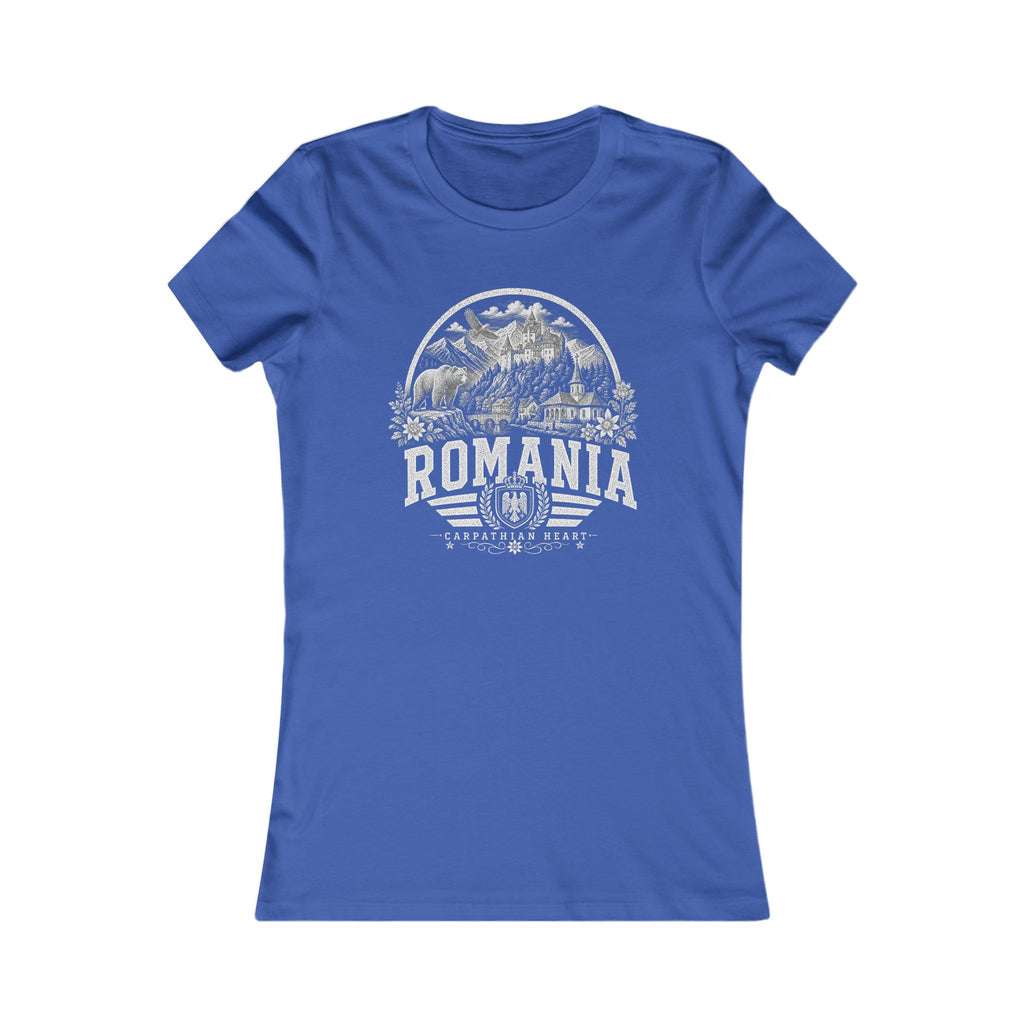 Romania vintage landmarks women's tee — iconic landmark design | Nameshi Destinations (view 3)