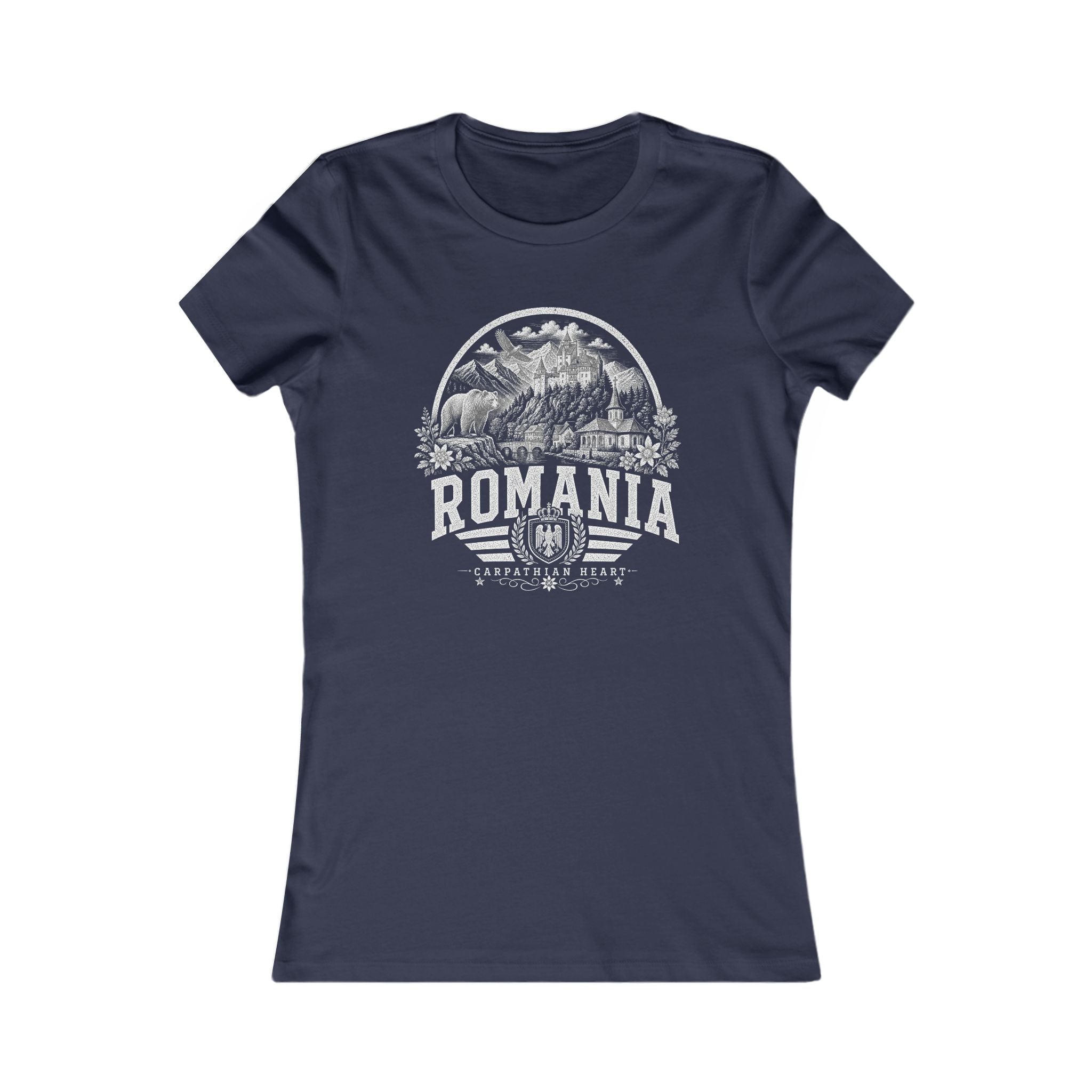 Romania vintage landmarks women's tee — iconic landmark design | Nameshi Destinations (view 5)