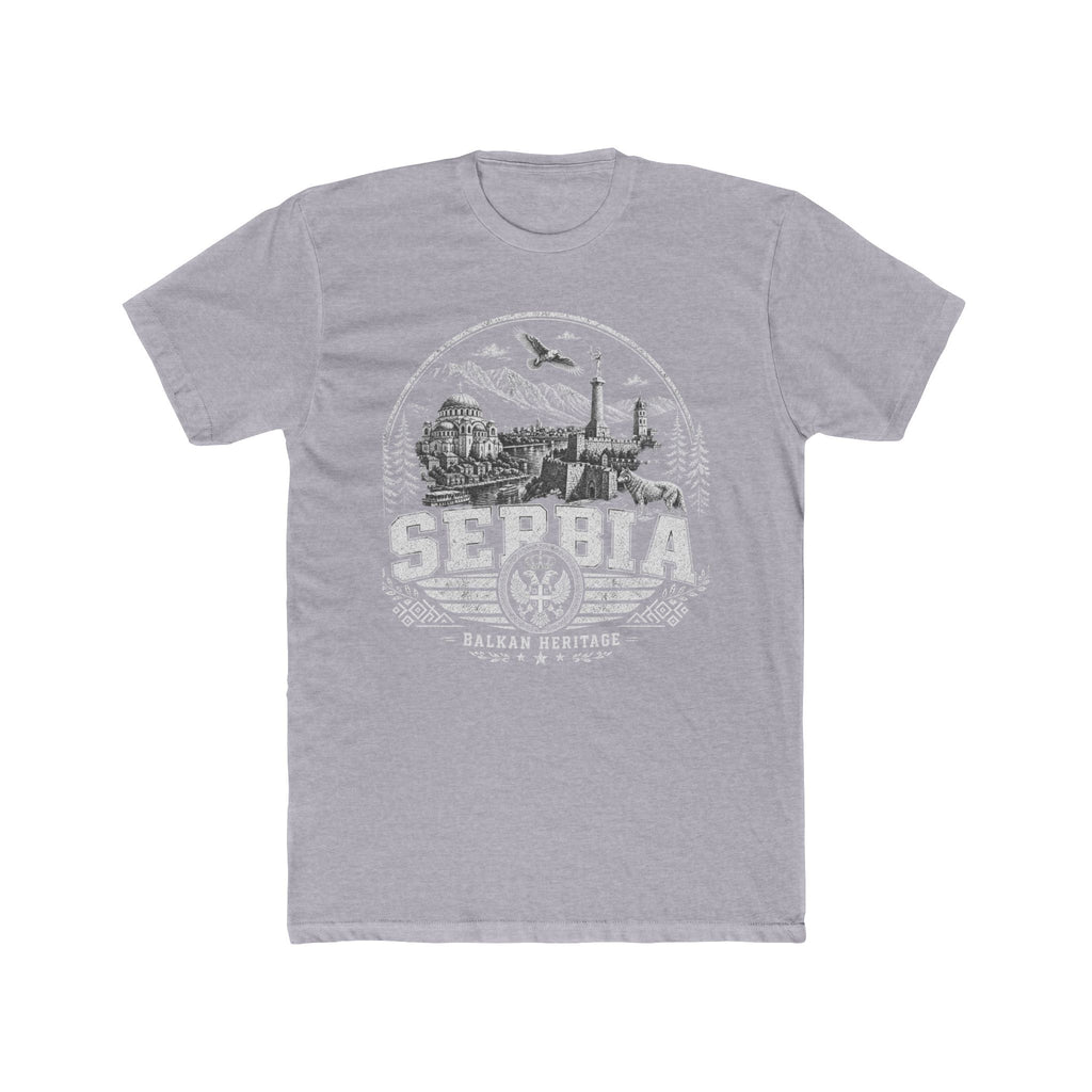 Serbia vintage landmarks men's tee — iconic landmark design | Nameshi Destinations (view 3)