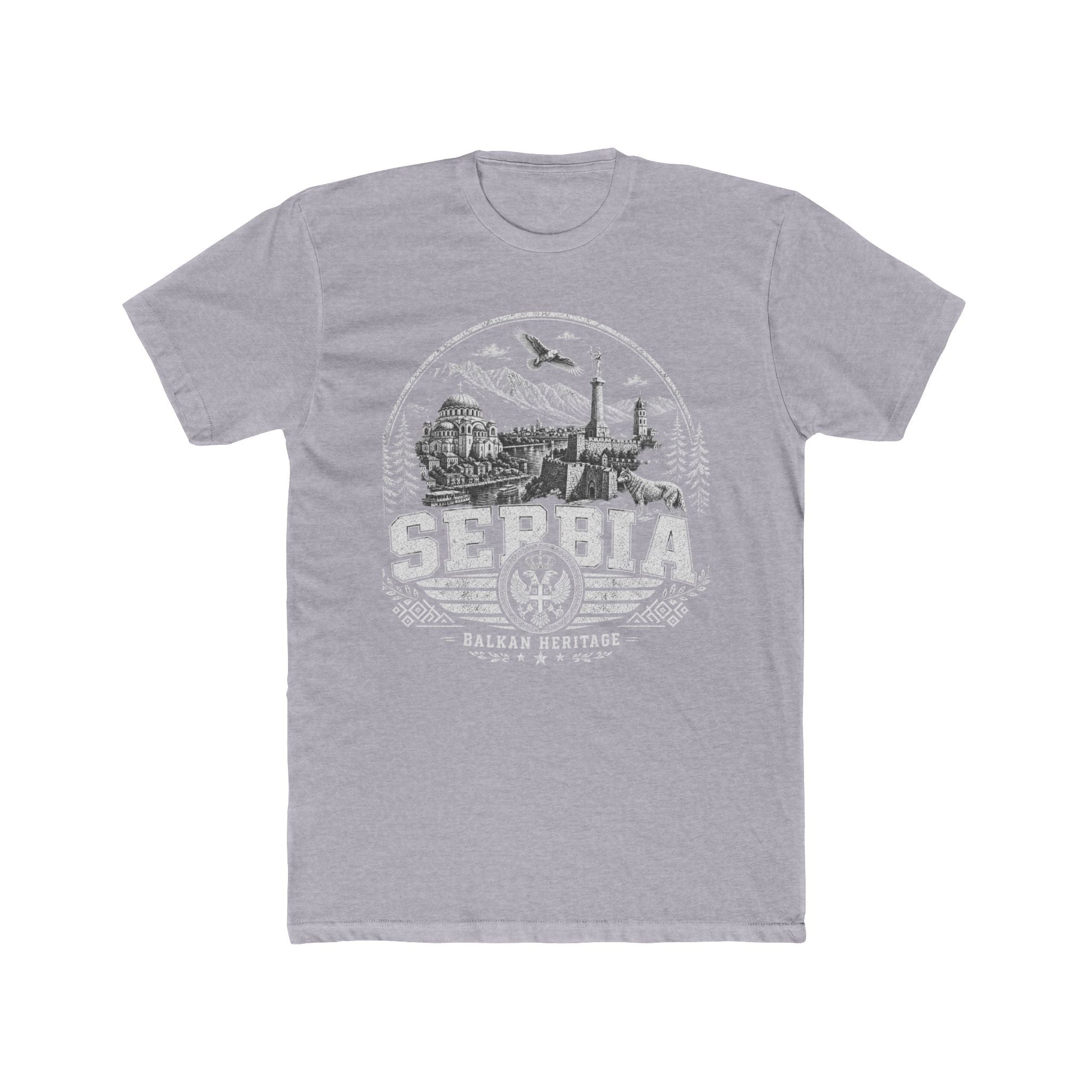 Serbia vintage landmarks men's tee — iconic landmark design | Nameshi Destinations (view 3)