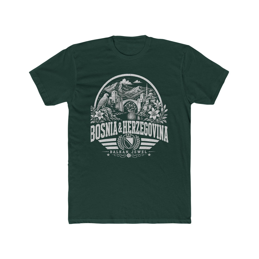 Bosnia y Herzegovina vintage landmarks men's tee — iconic landmark design | Nameshi Destinations (view 7)