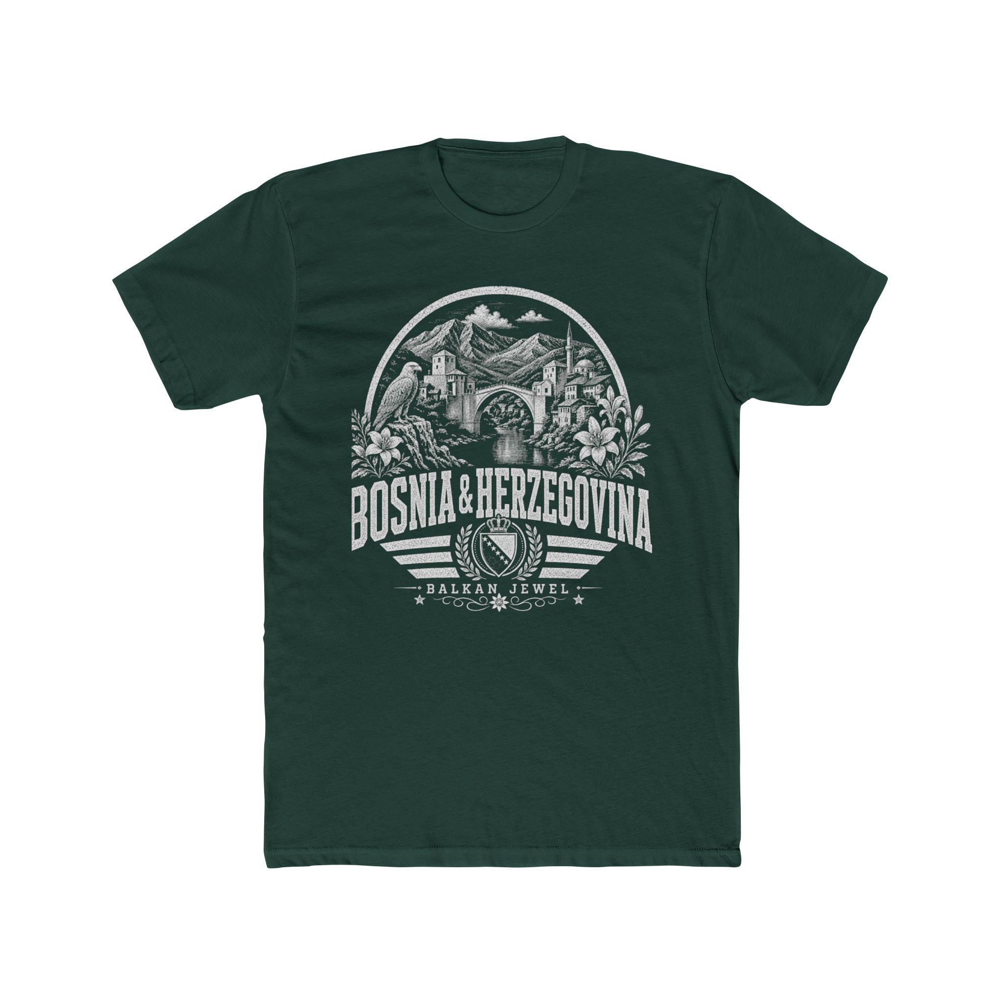 Bosnia y Herzegovina vintage landmarks men's tee — iconic landmark design | Nameshi Destinations (view 7)