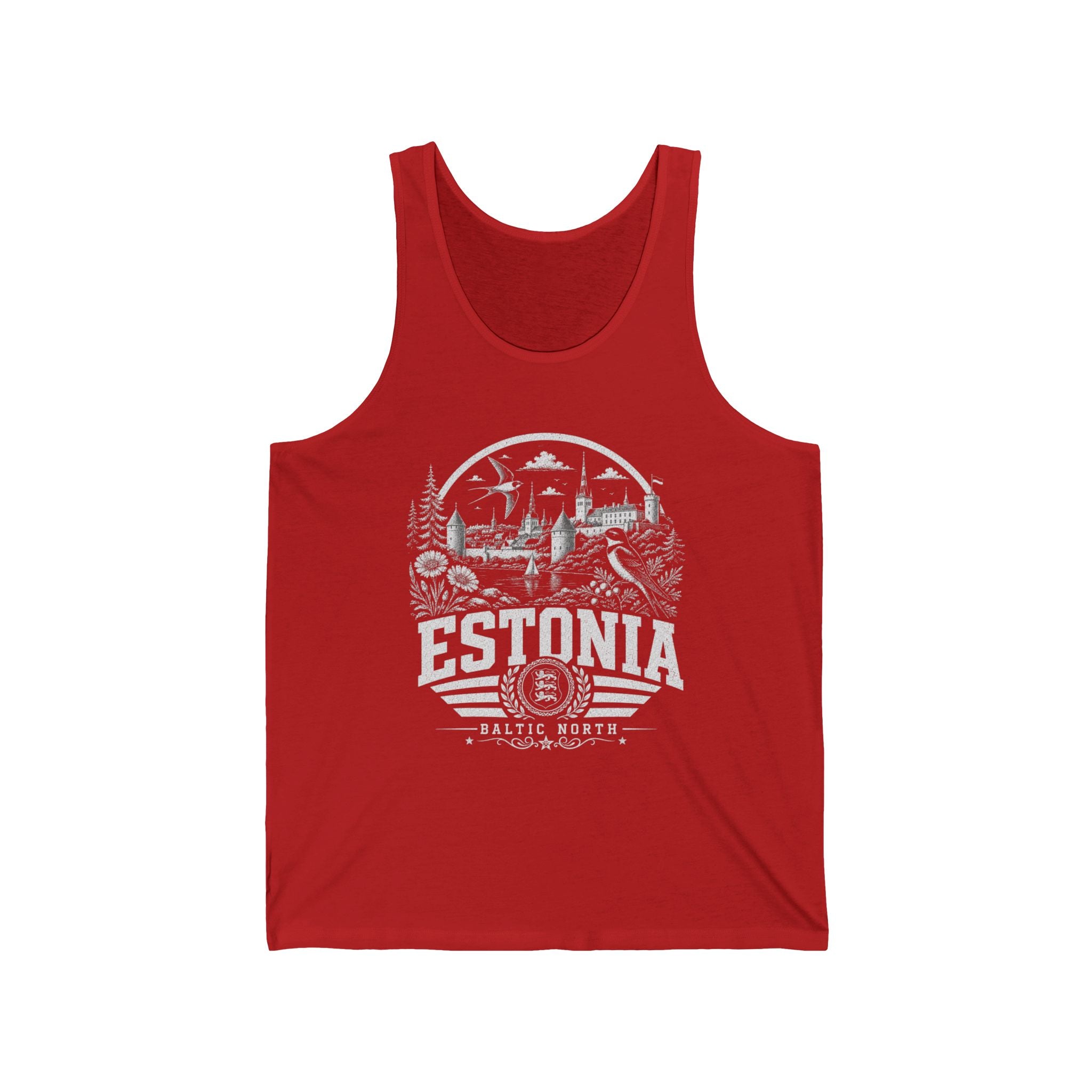 Estonia vintage landmarks men's tank top — iconic landmark design | Nameshi Destinations (view 8)