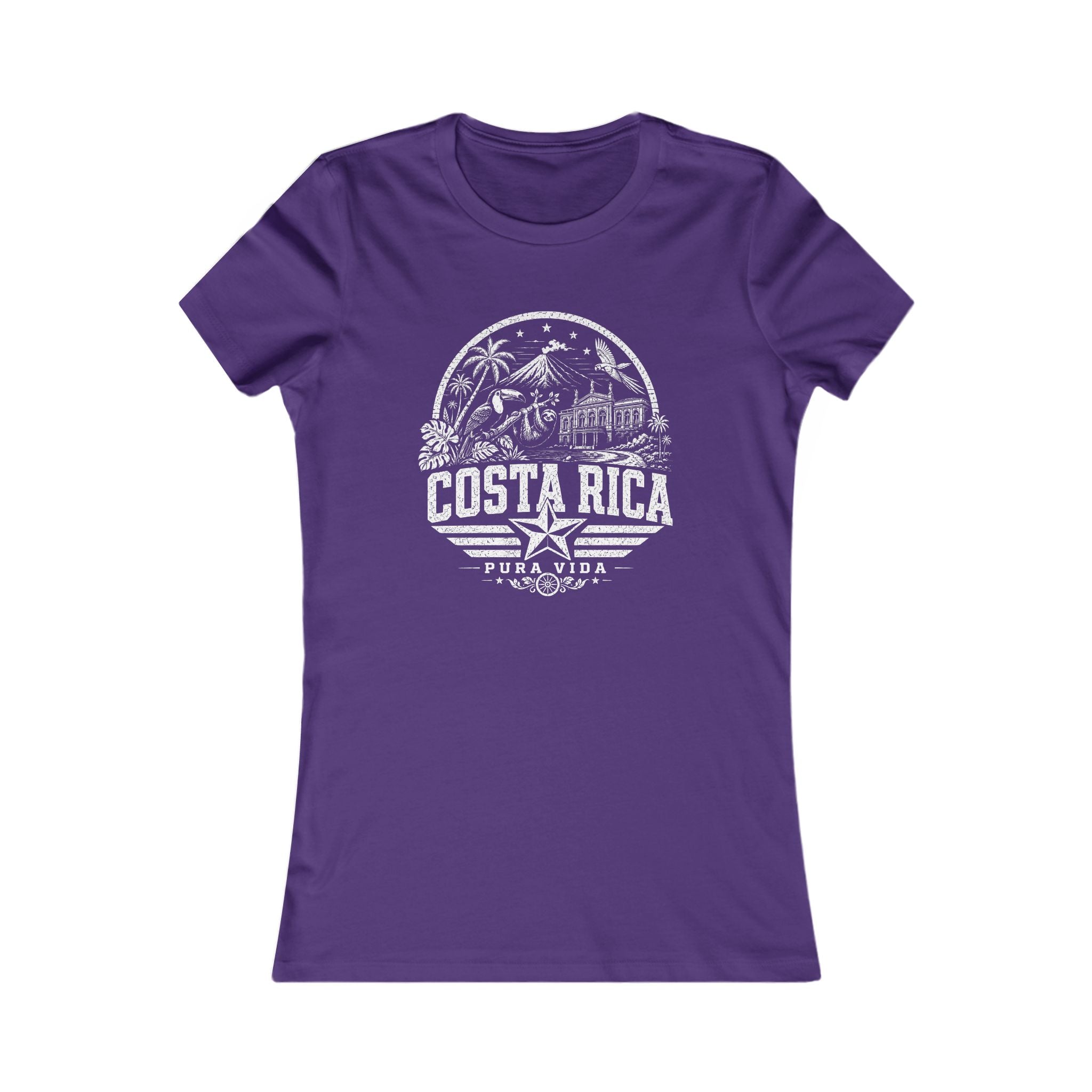Costa Rica vintage landmarks women's tee — iconic landmark design | Nameshi Destinations (view 6)