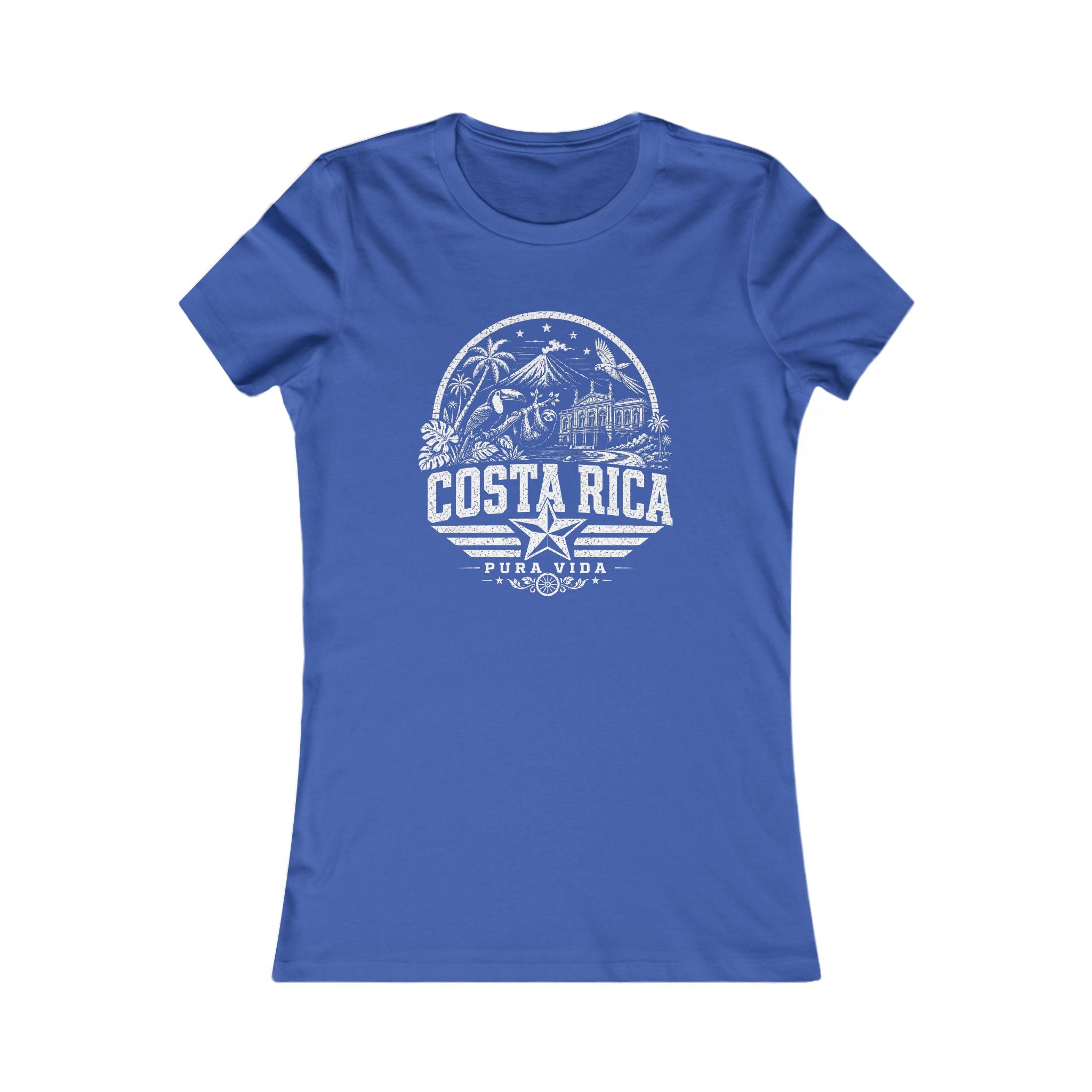 Costa Rica vintage landmarks women's tee — iconic landmark design | Nameshi Destinations (view 3)