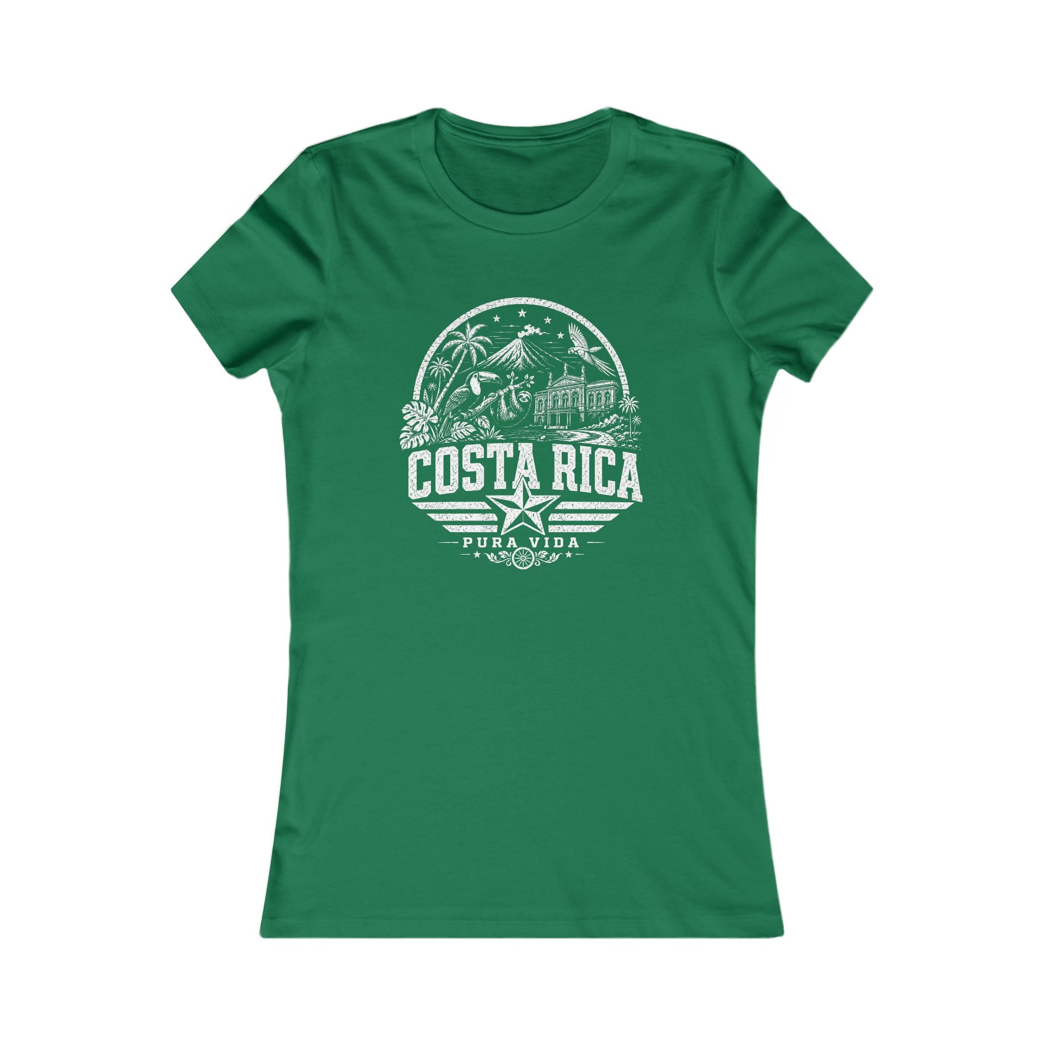 Costa Rica vintage landmarks women's tee — iconic landmark design | Nameshi Destinations (view 2)