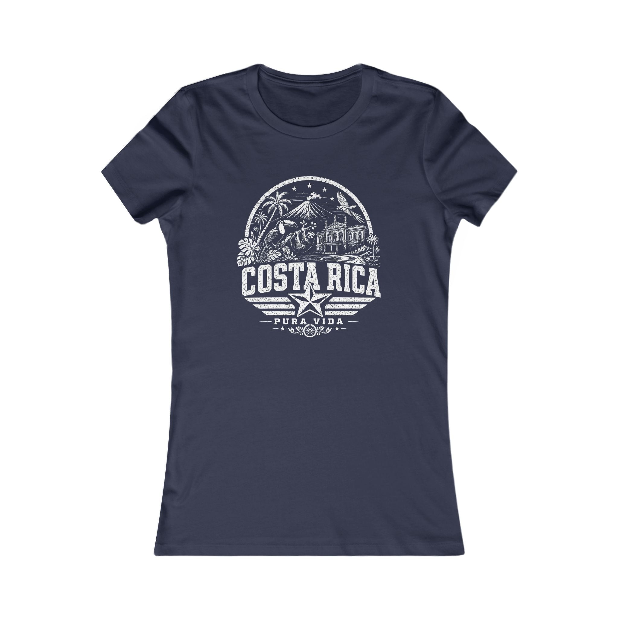 Costa Rica vintage landmarks women's tee — iconic landmark design | Nameshi Destinations (view 5)