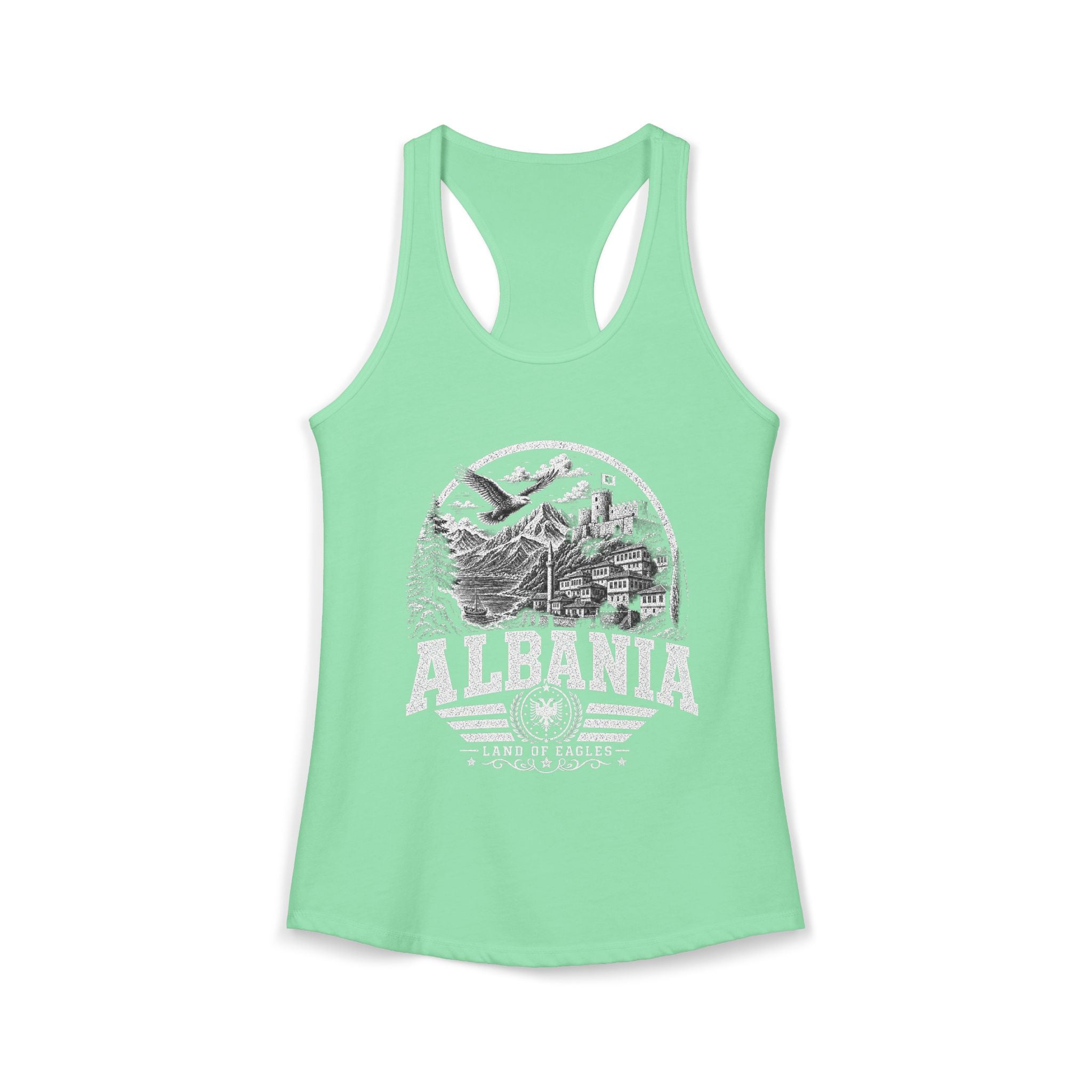 Albania vintage landmarks tank top — iconic landmark design | Nameshi Destinations (view 6)