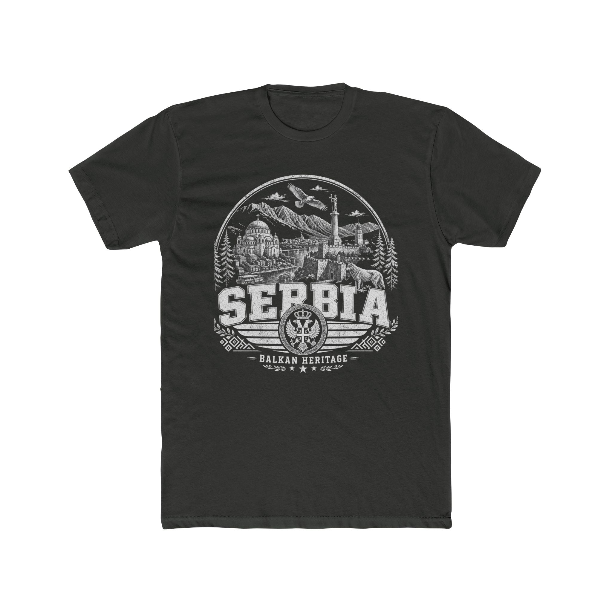 Serbia vintage landmarks men's tee — iconic landmark design | Nameshi Destinations (view 5)
