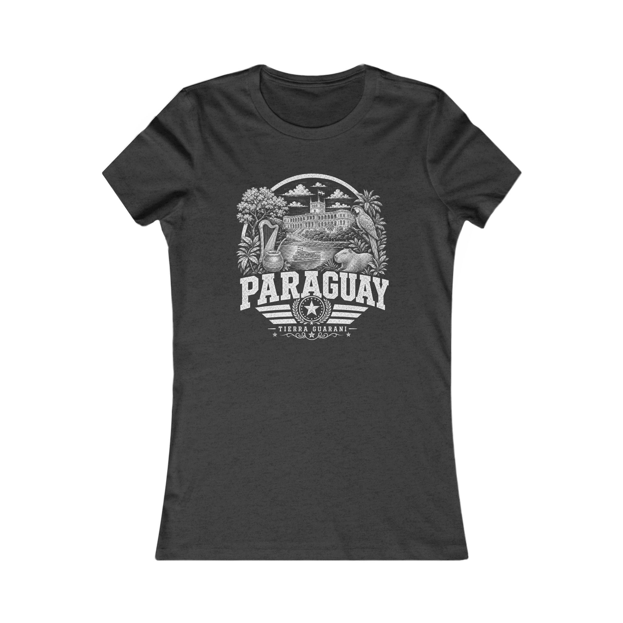 Paraguay vintage landmarks women's tee — iconic landmark design | Nameshi Destinations (view 4)