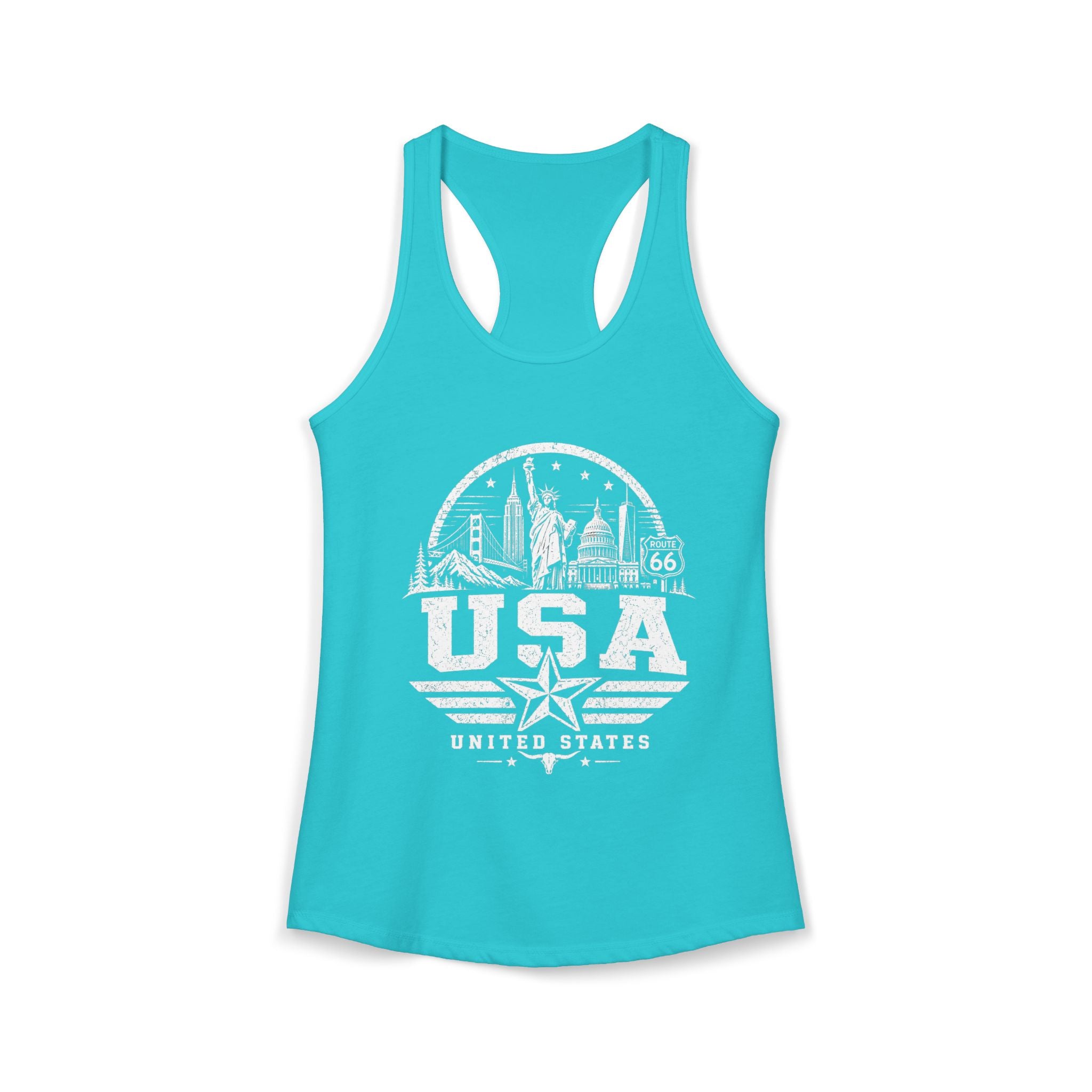 USA vintage landmarks tank top — iconic landmark design | Nameshi Destinations (view 6)