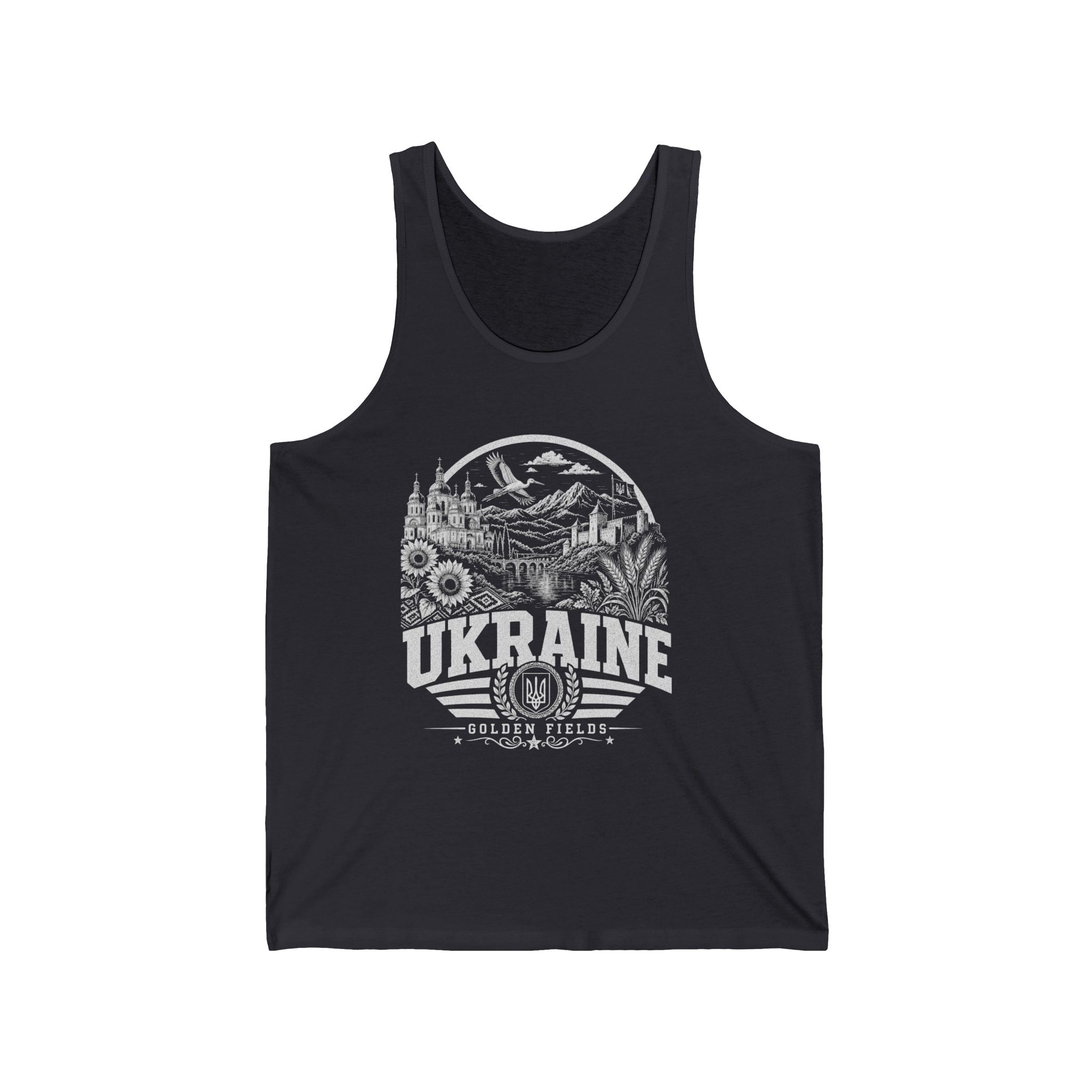 Ukraine vintage landmarks men's tank top — iconic landmark design | Nameshi Destinations (view 2)