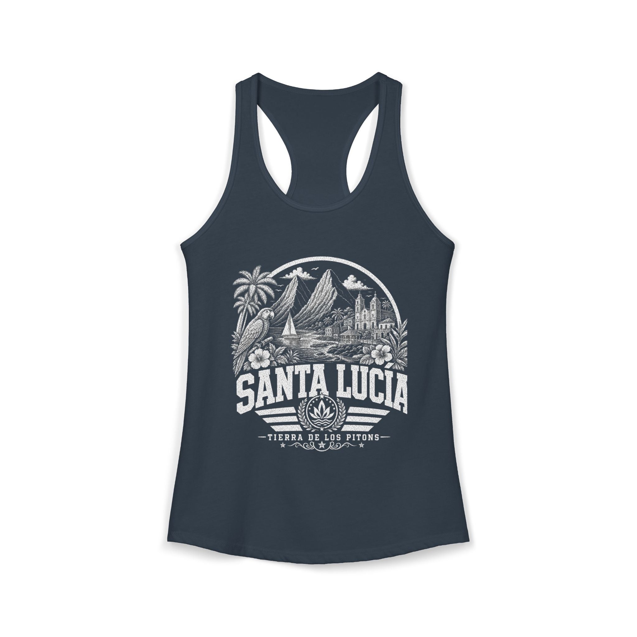 Santa Lucía vintage landmarks tank top — iconic landmark design | Nameshi Destinations (view 9)