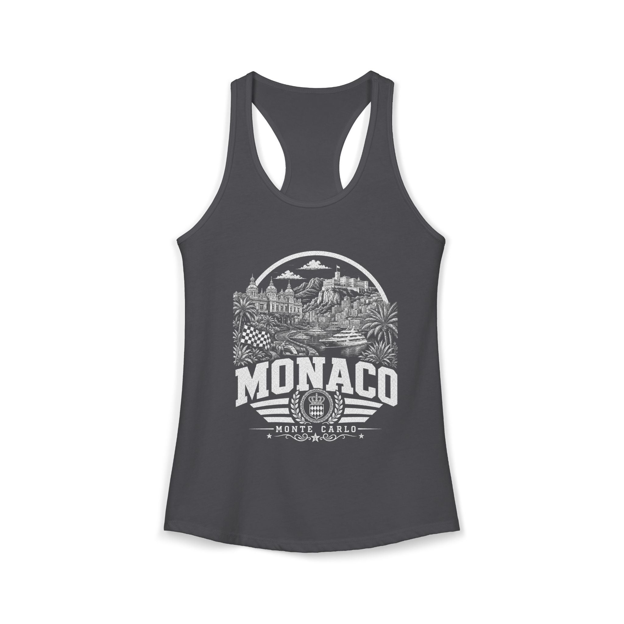 Monaco vintage landmarks tank top — iconic landmark design | Nameshi Destinations (view 12)