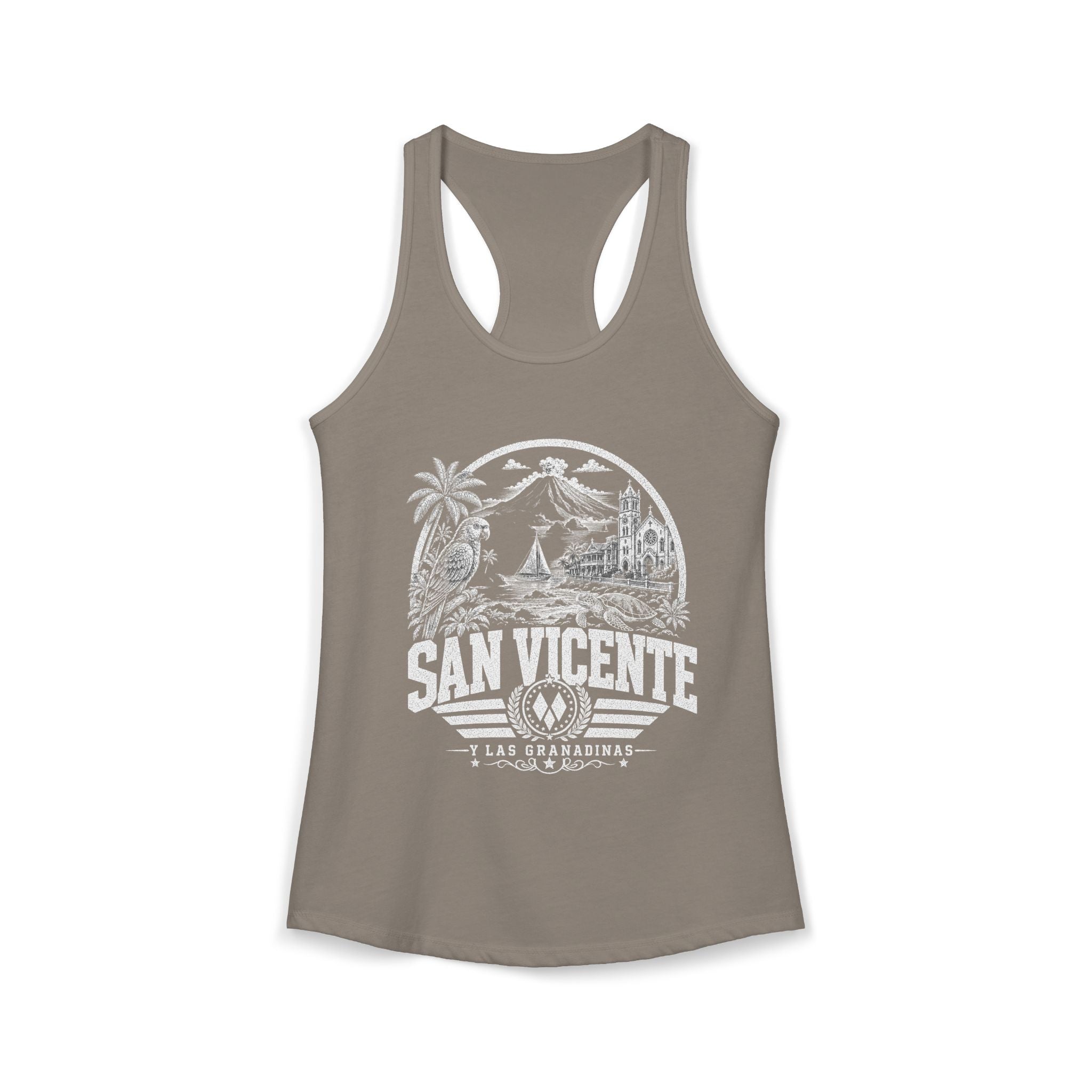 San Vicente vintage landmarks tank top — iconic landmark design | Nameshi Destinations (view 4)