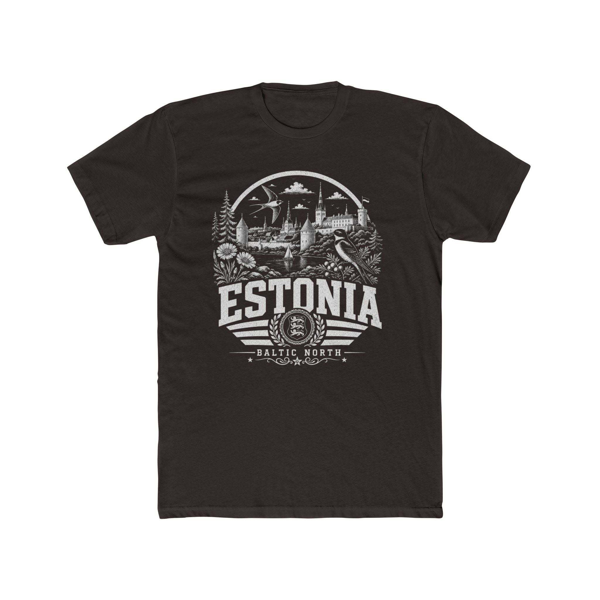 Estonia vintage landmarks men's tee — iconic landmark design | Nameshi Destinations (view 1)