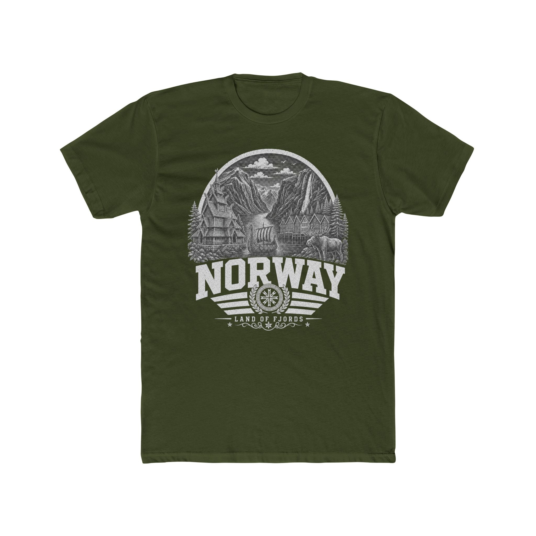 Norway vintage landmarks men's tee — iconic landmark design | Nameshi Destinations (view 4)