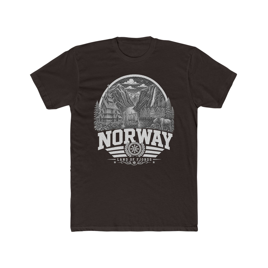 Norway vintage landmarks men's tee — iconic landmark design | Nameshi Destinations (view 1)