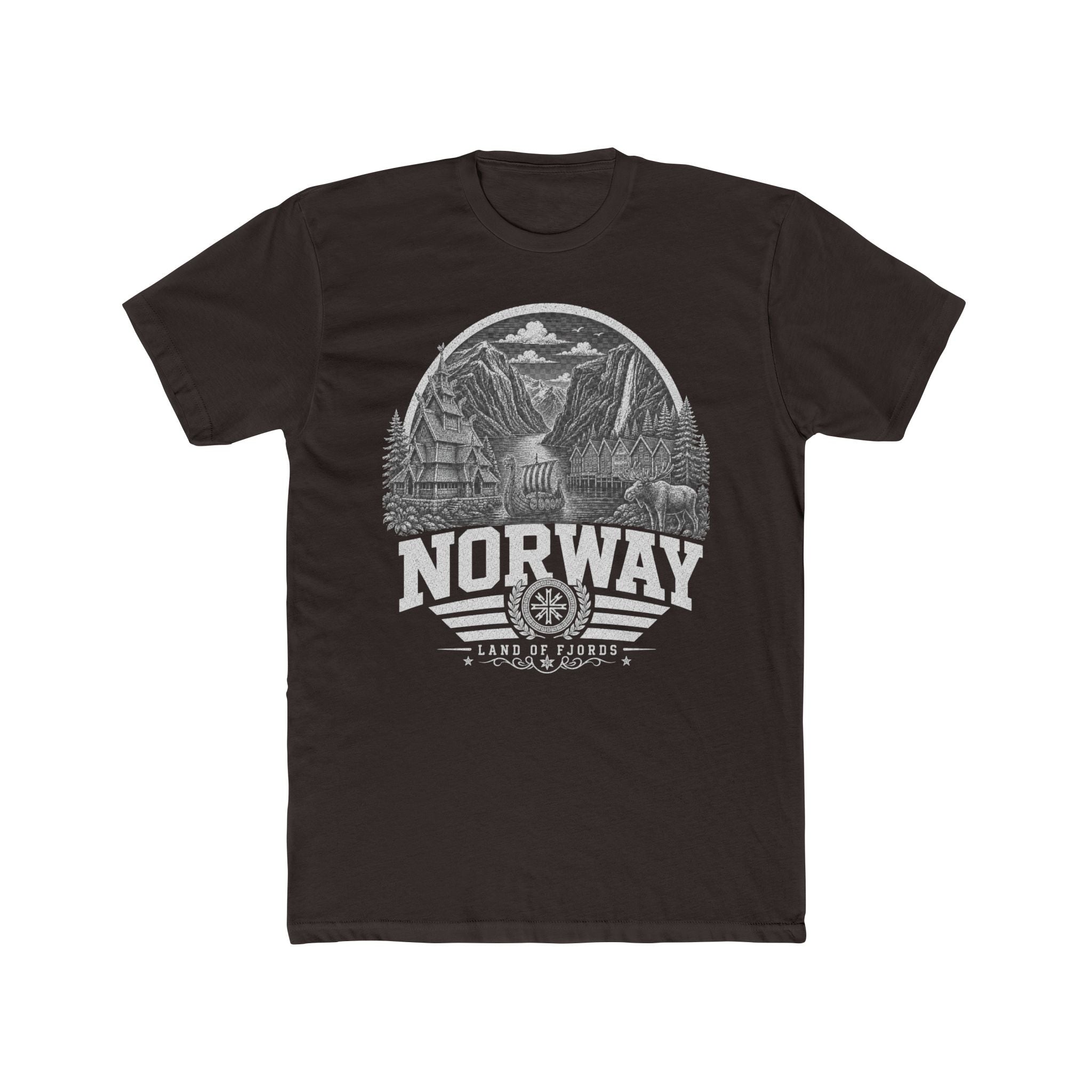 Norway vintage landmarks men's tee — iconic landmark design | Nameshi Destinations (view 1)