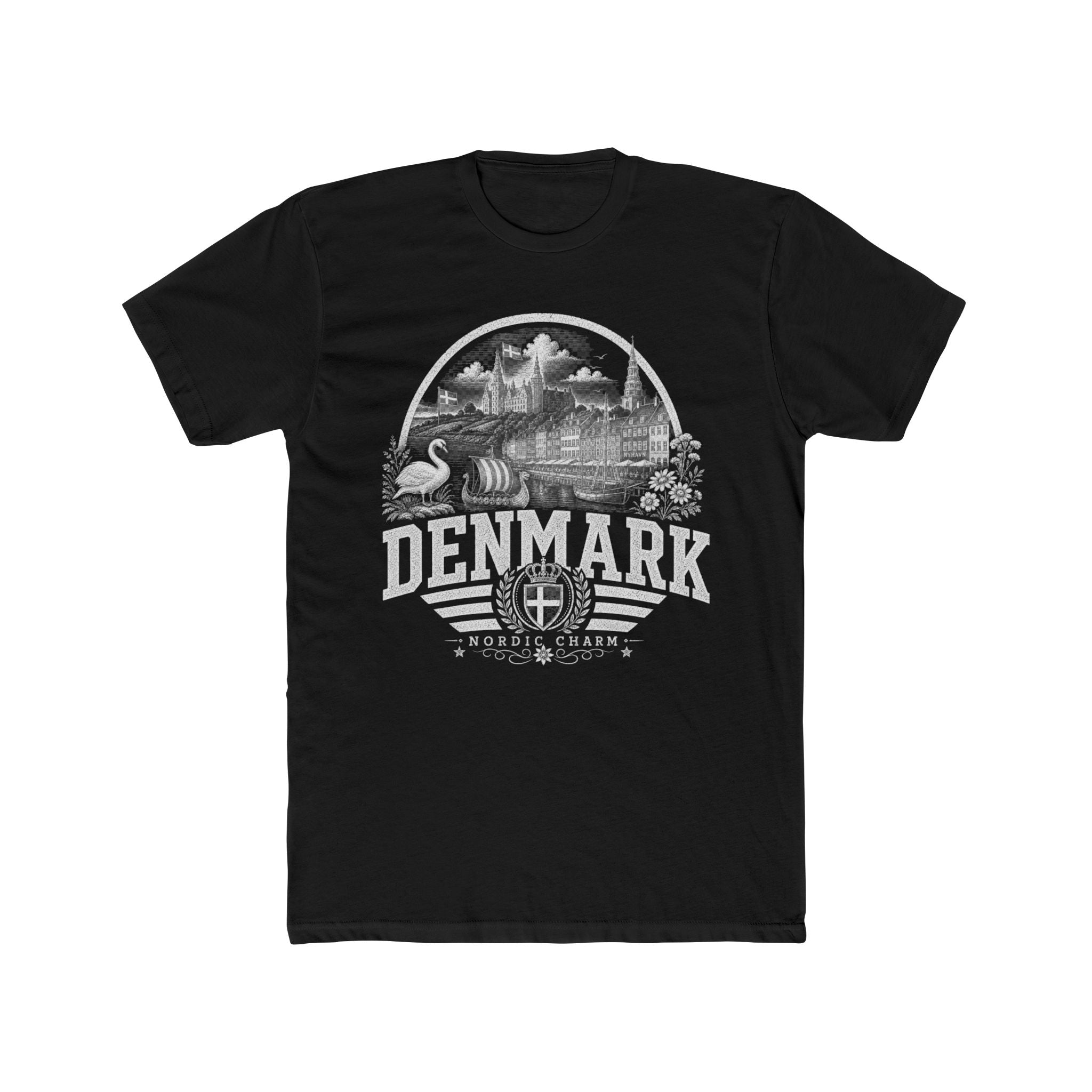 Denmark vintage landmarks men's tee — iconic landmark design | Nameshi Destinations (view 2)