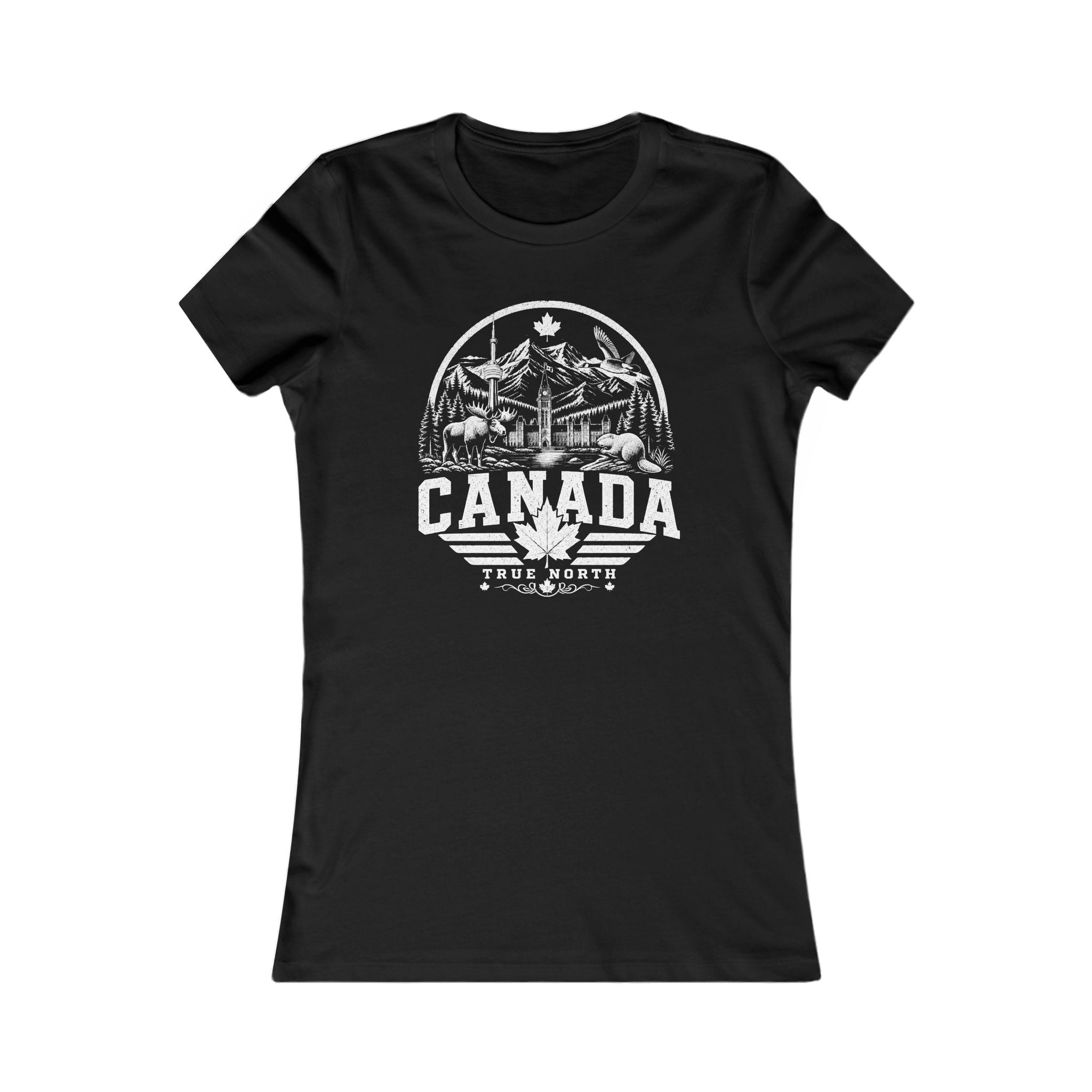 Canada vintage landmarks women's tee — iconic landmark design | Nameshi Destinations (view 1)