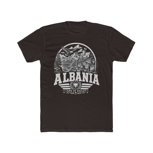 Albania vintage landmarks men's tee — iconic landmark design | Nameshi Destinations (view 1)