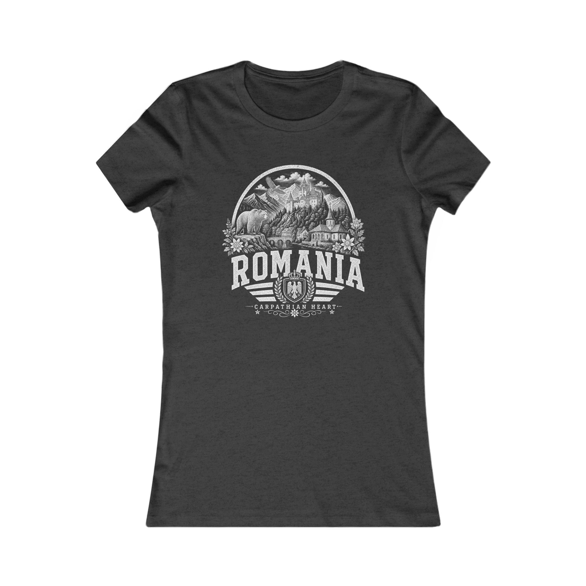 Romania vintage landmarks women's tee — iconic landmark design | Nameshi Destinations (view 4)