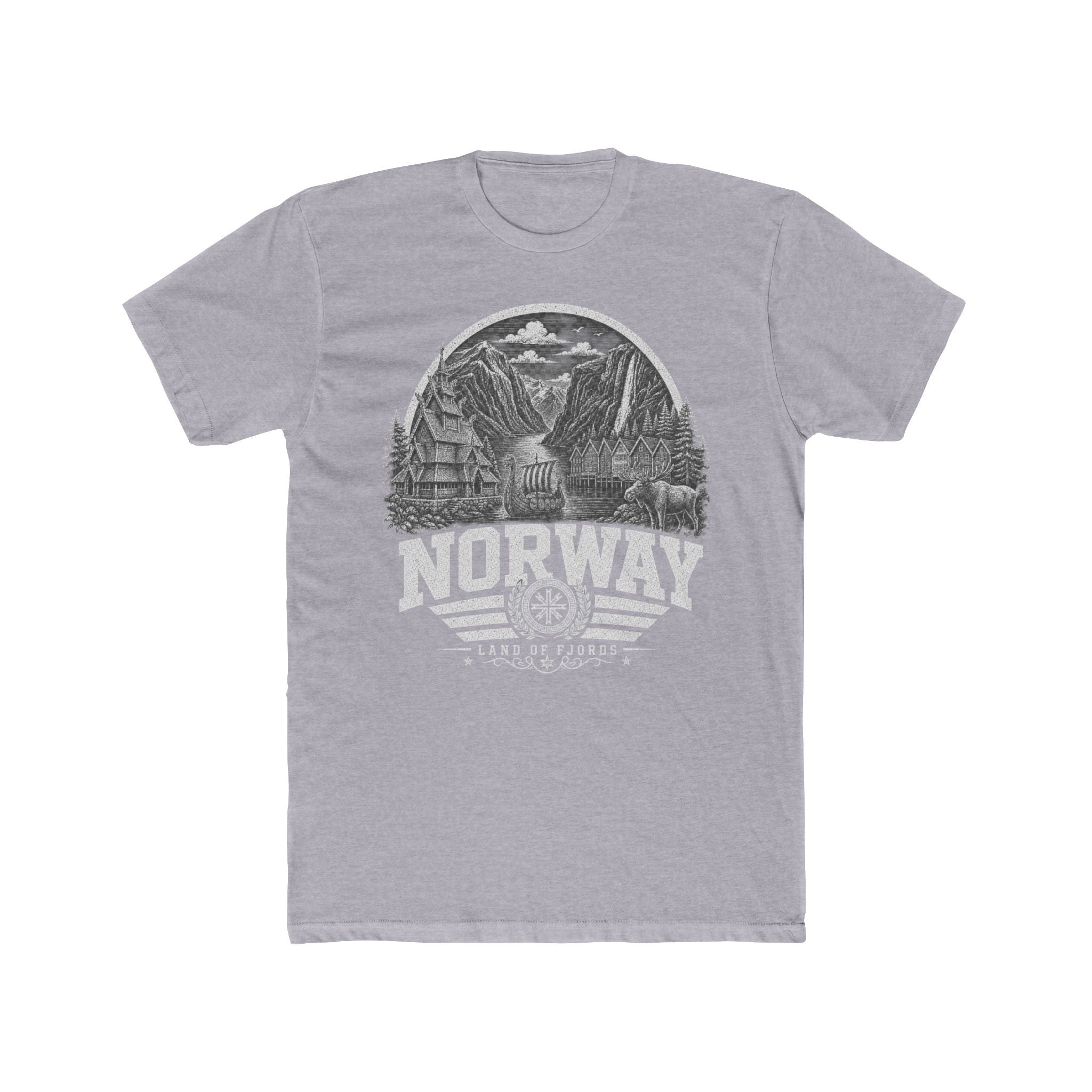 Norway vintage landmarks men's tee — iconic landmark design | Nameshi Destinations (view 3)