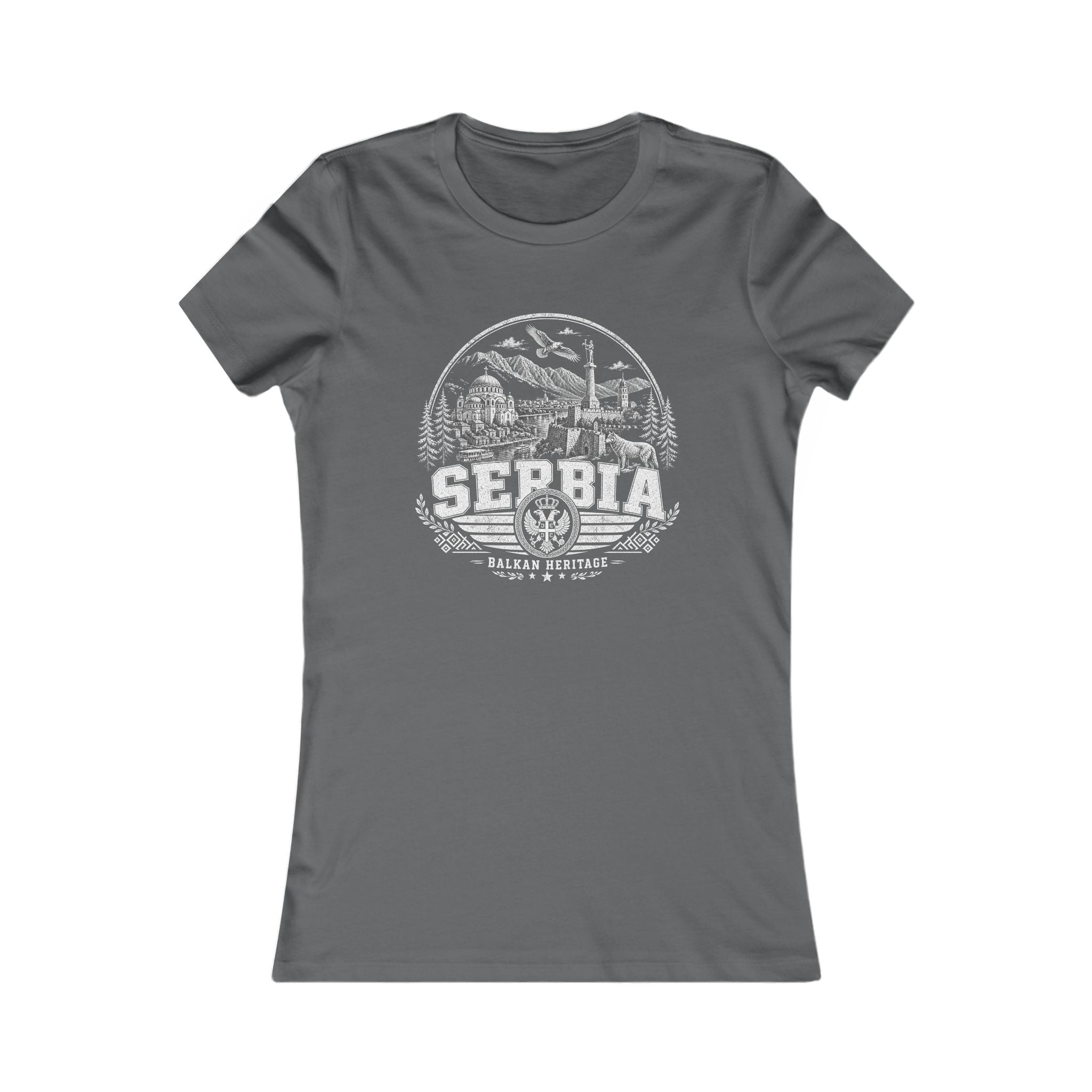 Serbia vintage landmarks women's tee — iconic landmark design | Nameshi Destinations (view 11)