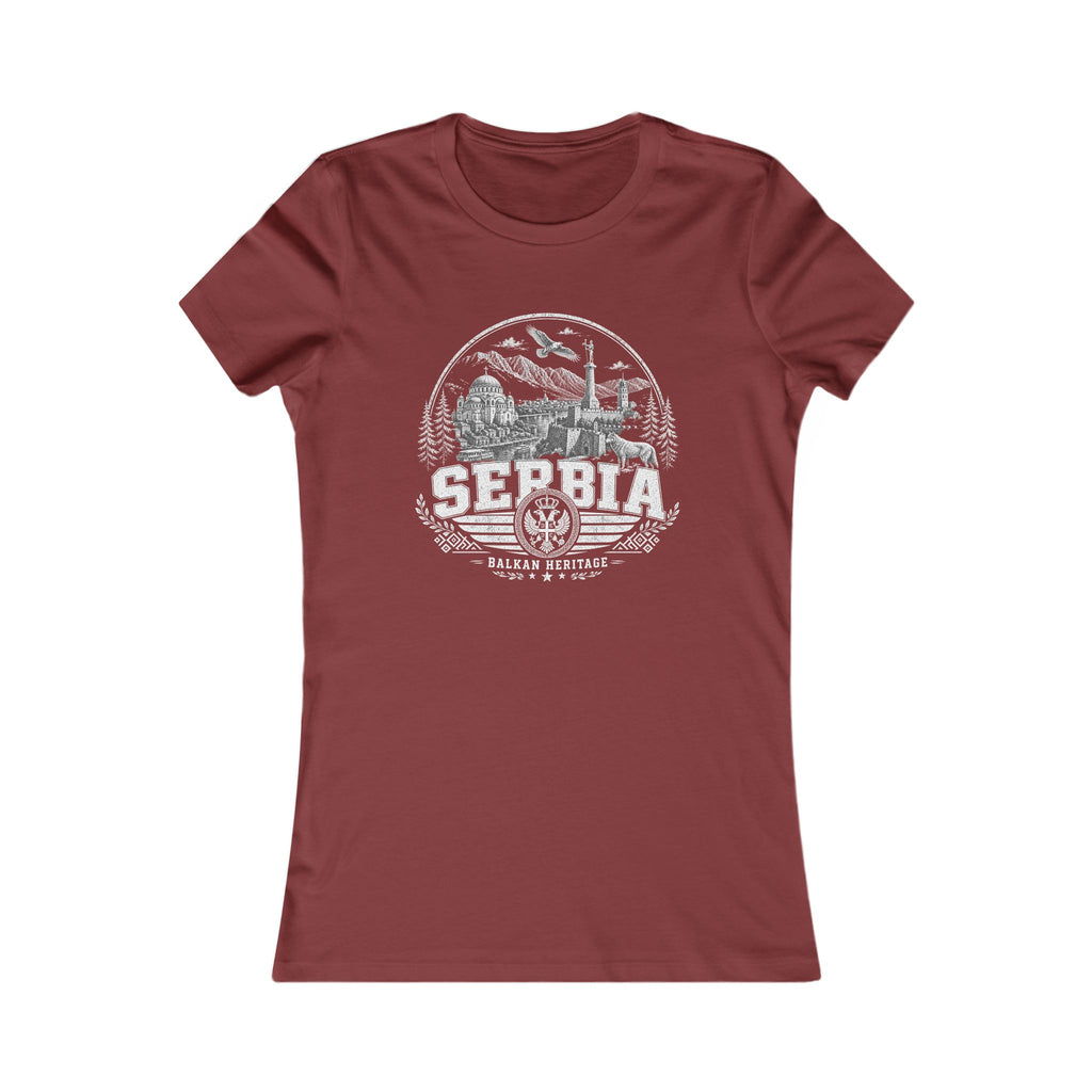 Serbia vintage landmarks women's tee — iconic landmark design | Nameshi Destinations (view 15)