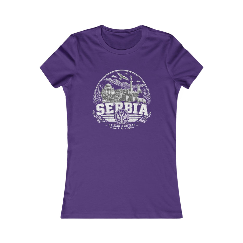 Serbia vintage landmarks women's tee — iconic landmark design | Nameshi Destinations (view 6)