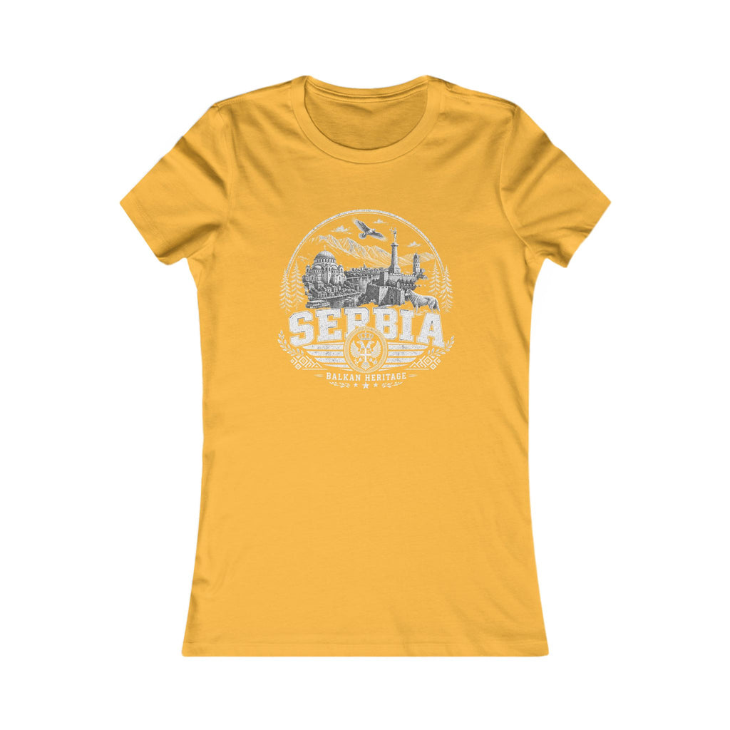 Serbia vintage landmarks women's tee — iconic landmark design | Nameshi Destinations (view 8)