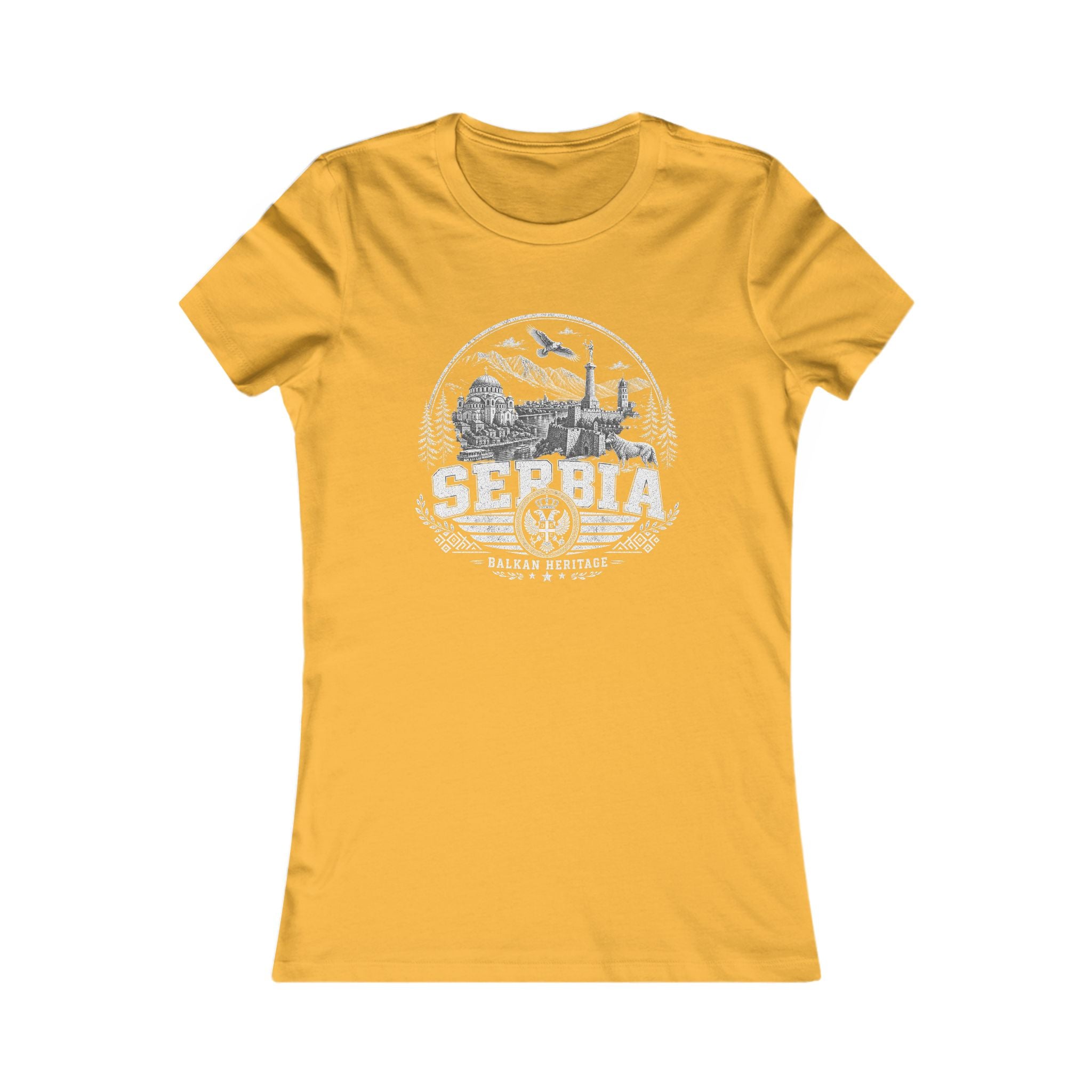 Serbia vintage landmarks women's tee — iconic landmark design | Nameshi Destinations (view 8)