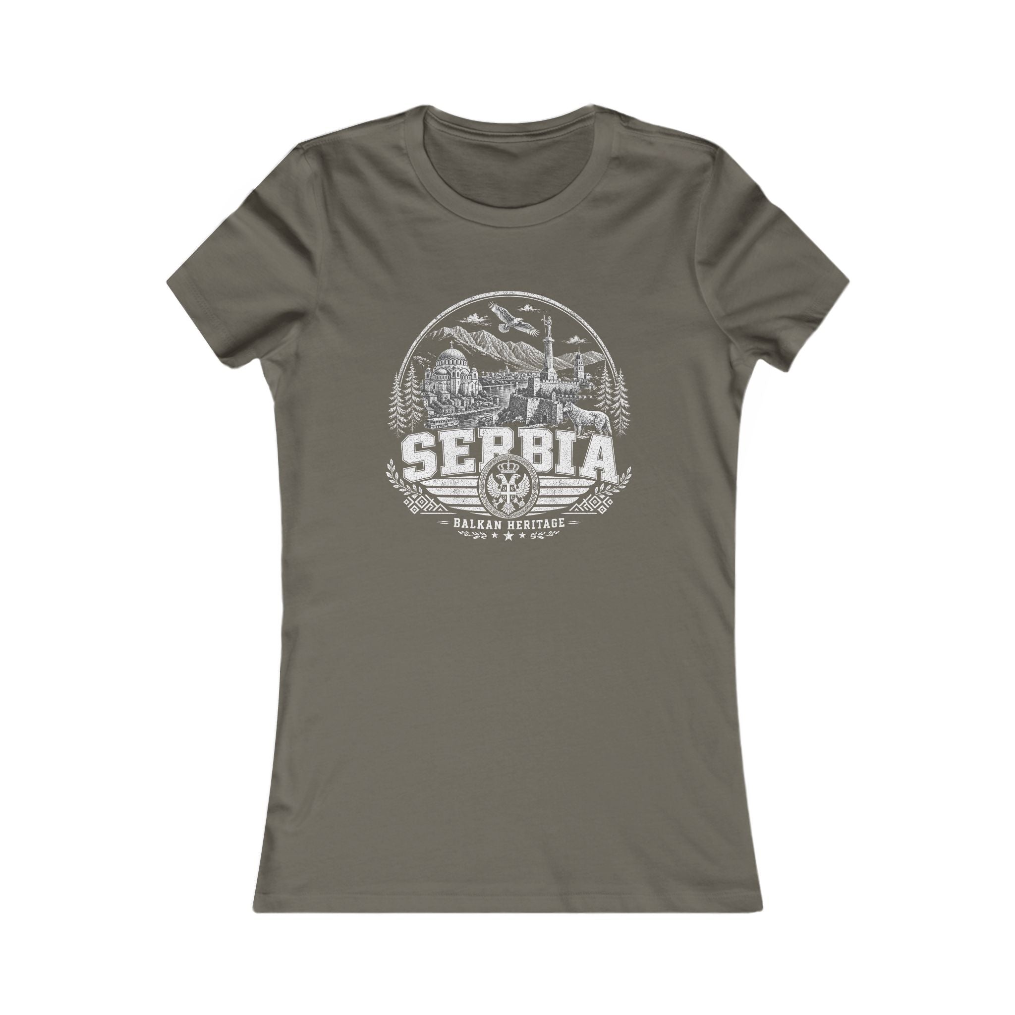 Serbia vintage landmarks women's tee — iconic landmark design | Nameshi Destinations (view 10)