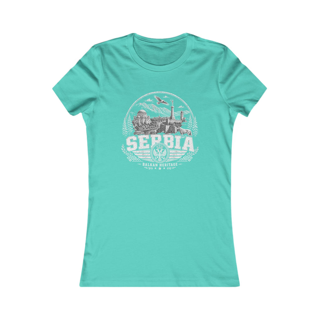 Serbia vintage landmarks women's tee — iconic landmark design | Nameshi Destinations (view 14)