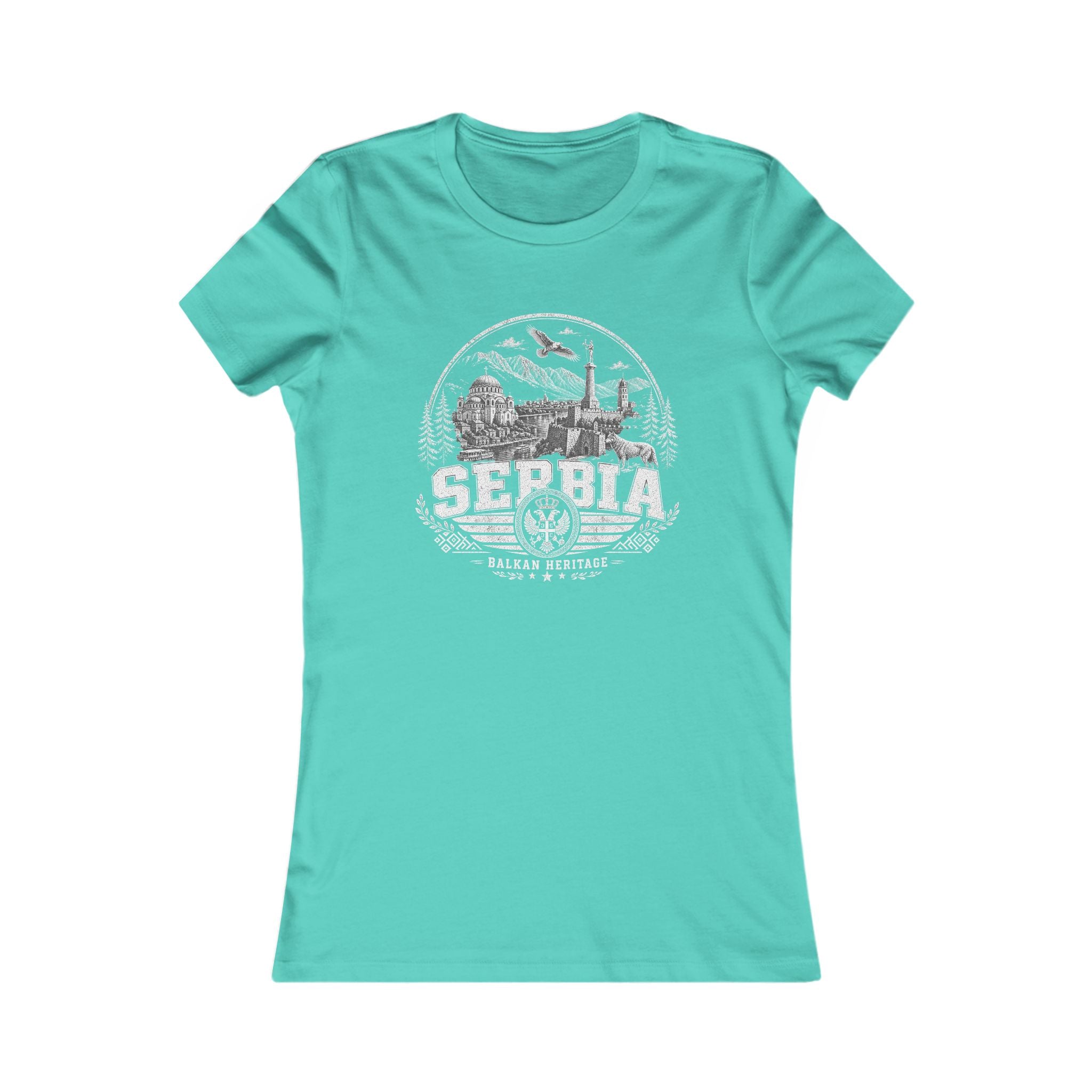 Serbia vintage landmarks women's tee — iconic landmark design | Nameshi Destinations (view 14)