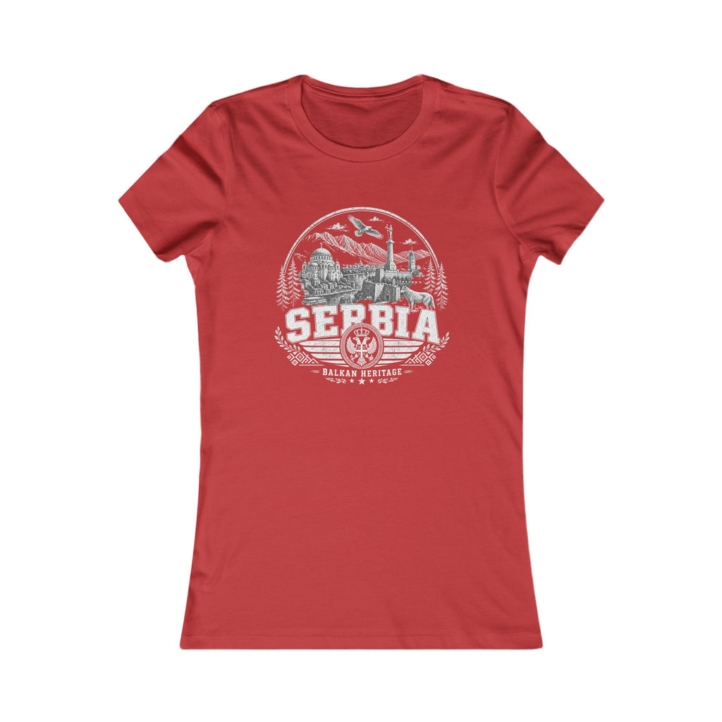 Serbia vintage landmarks women's tee — iconic landmark design | Nameshi Destinations (view 9)