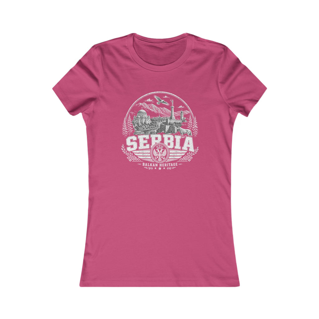 Serbia vintage landmarks women's tee — iconic landmark design | Nameshi Destinations (view 16)