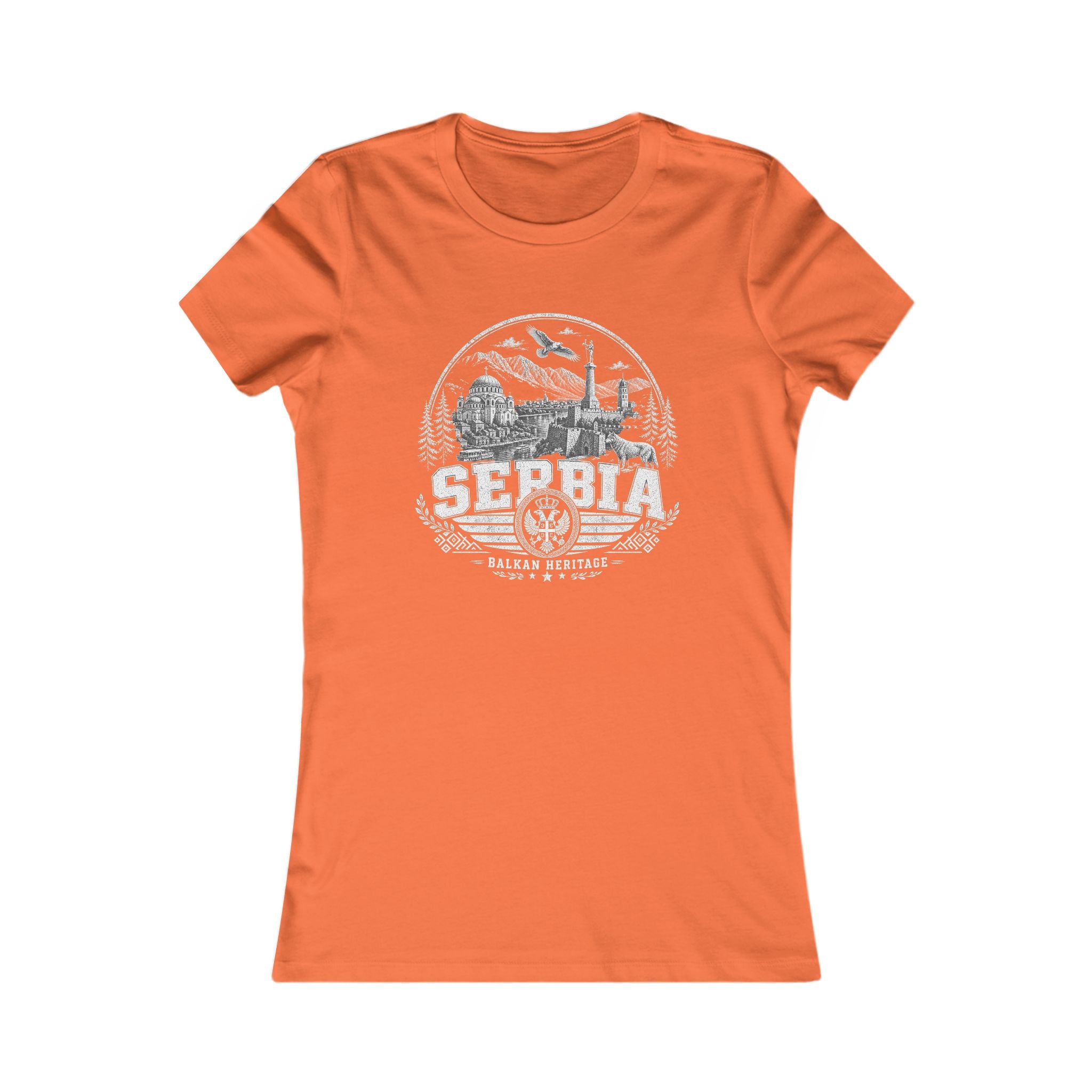 Serbia vintage landmarks women's tee — iconic landmark design | Nameshi Destinations (view 12)